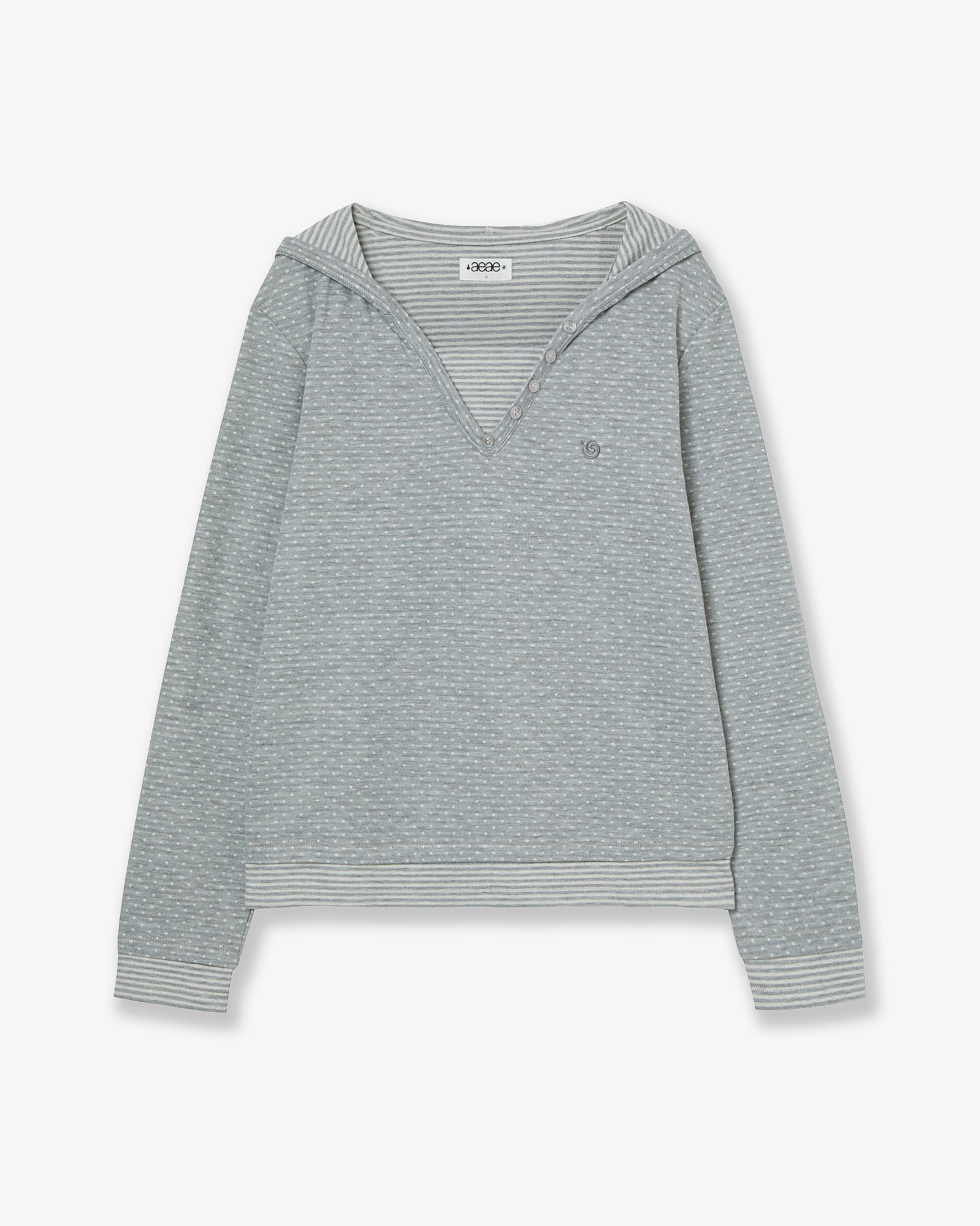 【10月下旬お届けアイテム】HOODED HENLY NECK TEE [LIGHT GREY]