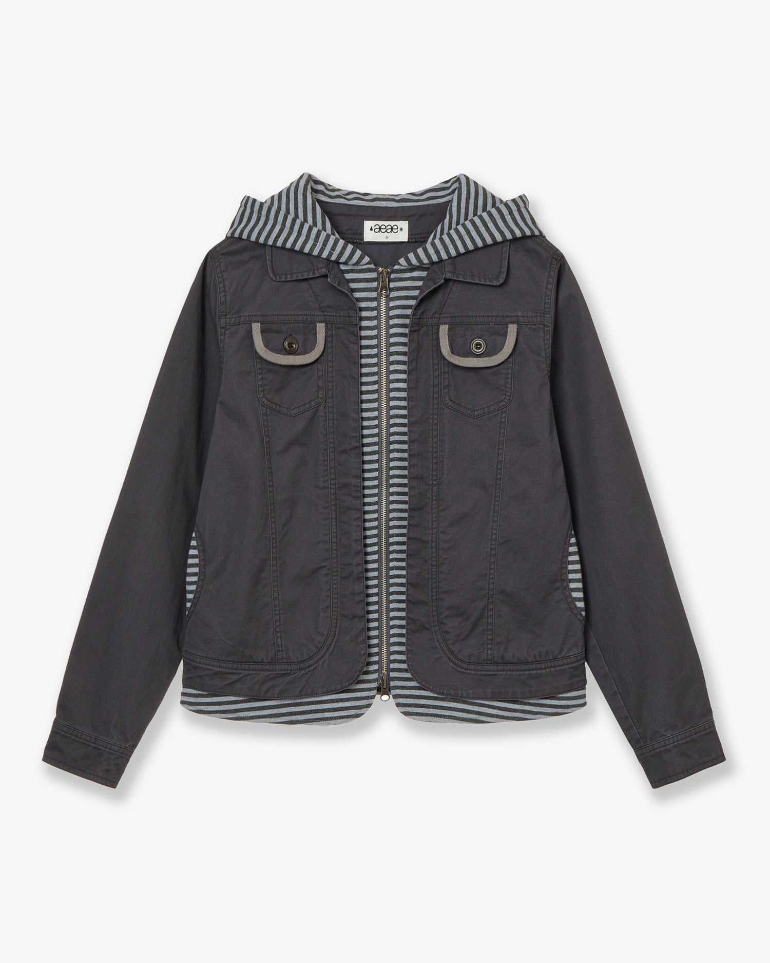 HOODIE LAYERED JACKET [CHARCOAL]