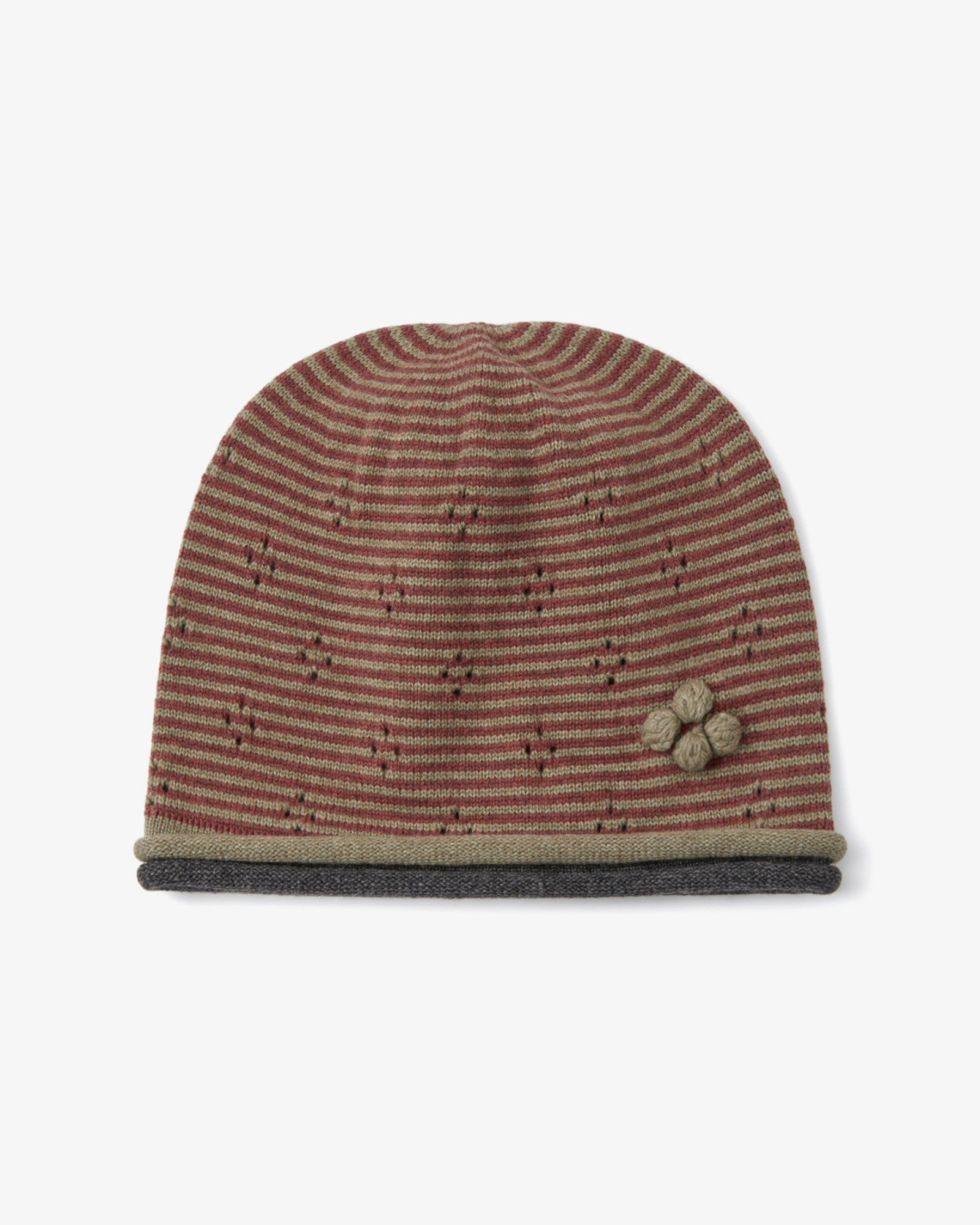 KNIT ROLLED BEANIE [OLIVE]