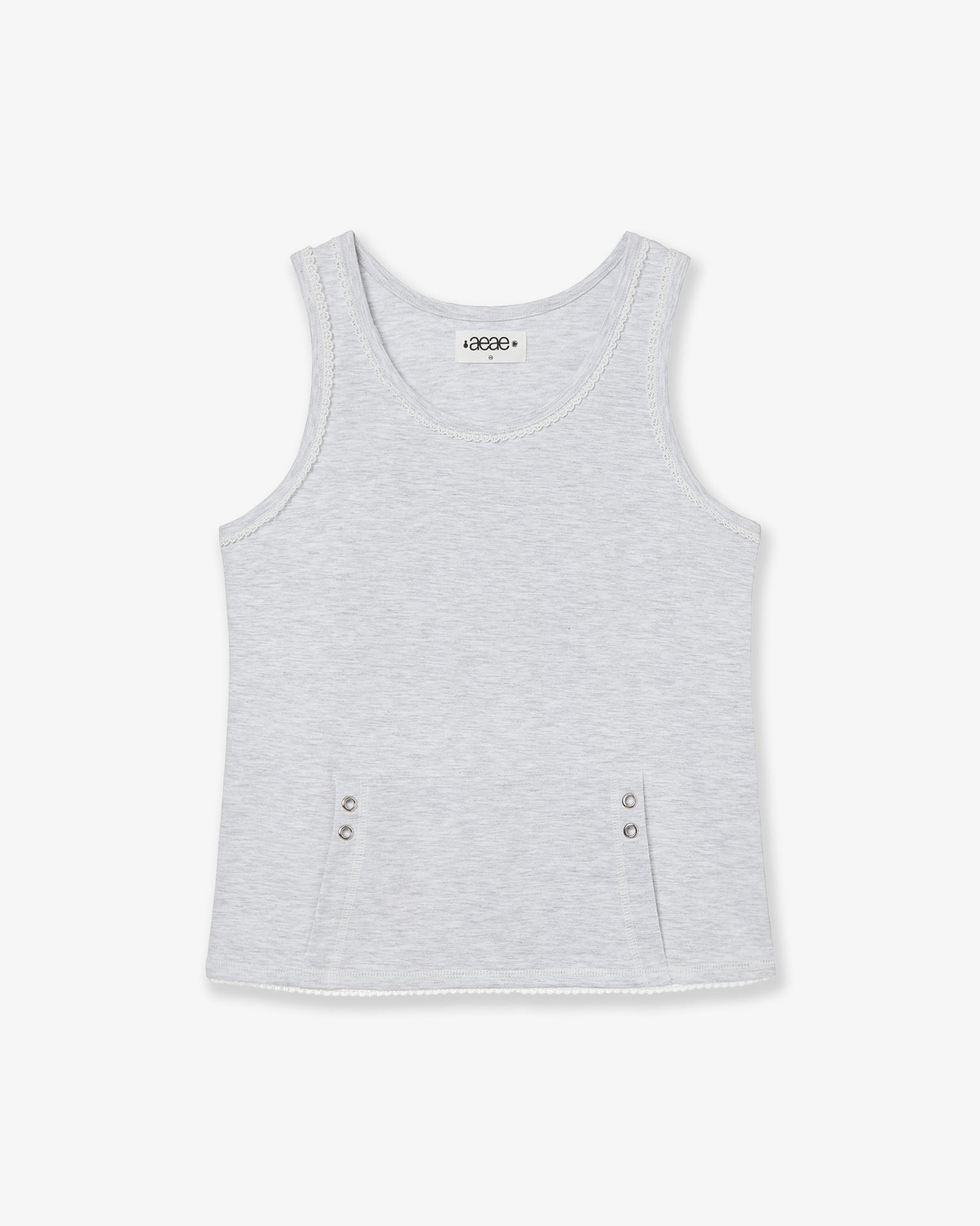 LACE POCKET SLEEVELESS [LIGHT GREY]