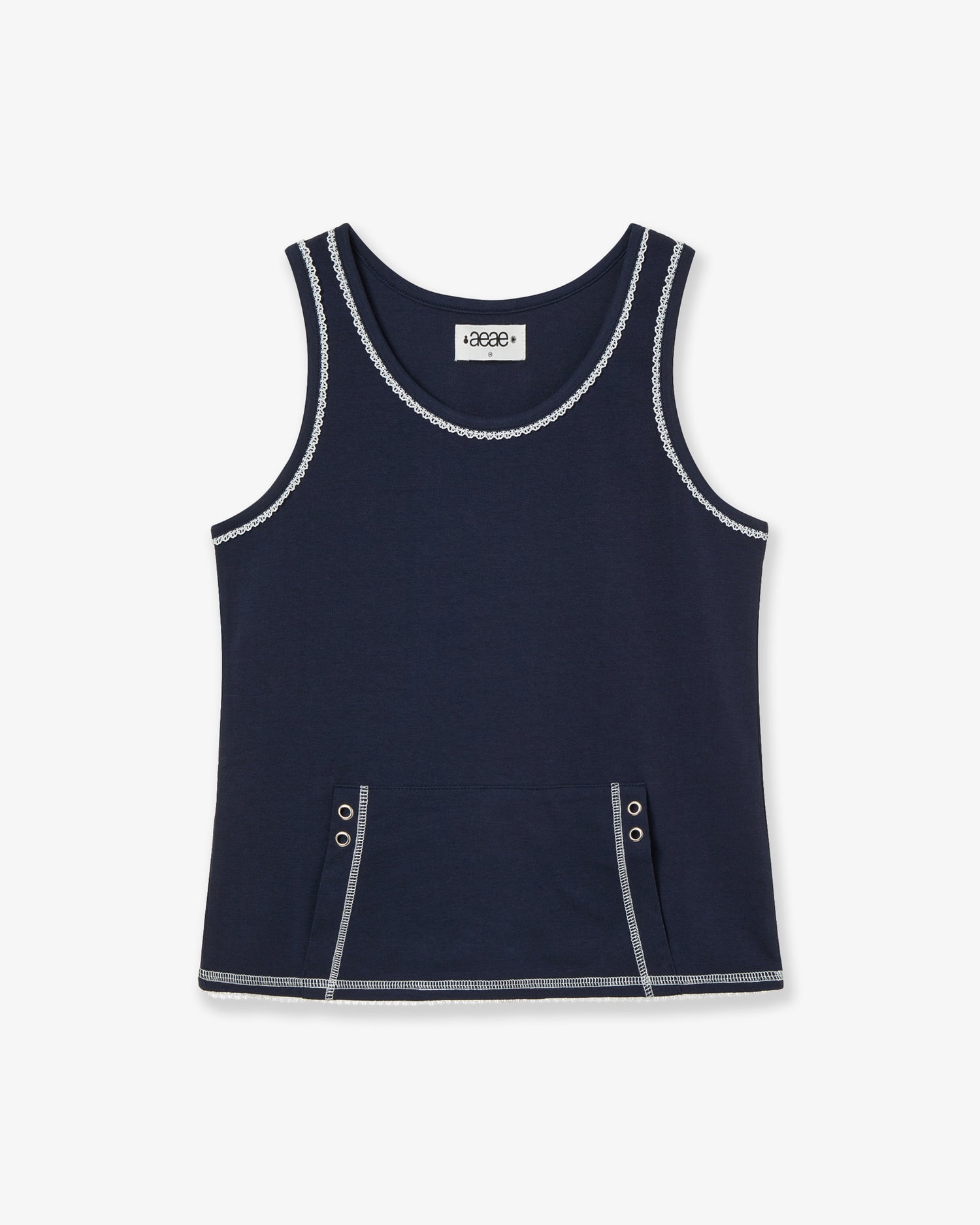 LACE POCKET SLEEVELESS [NAVY]