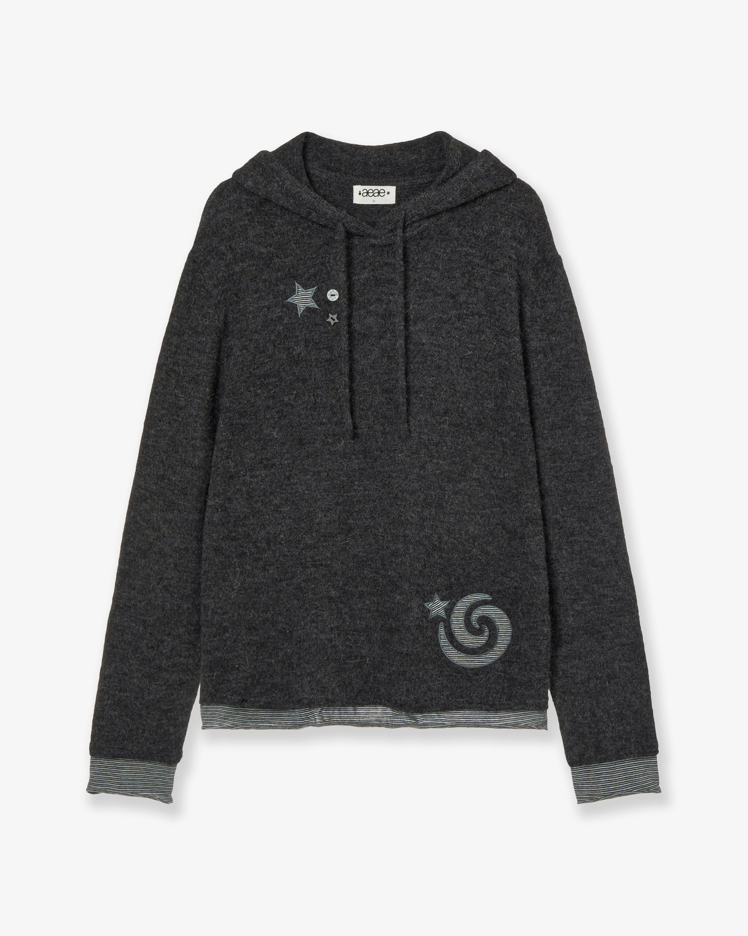 LAYERED KNIT HOODIE [CHARCOAL]