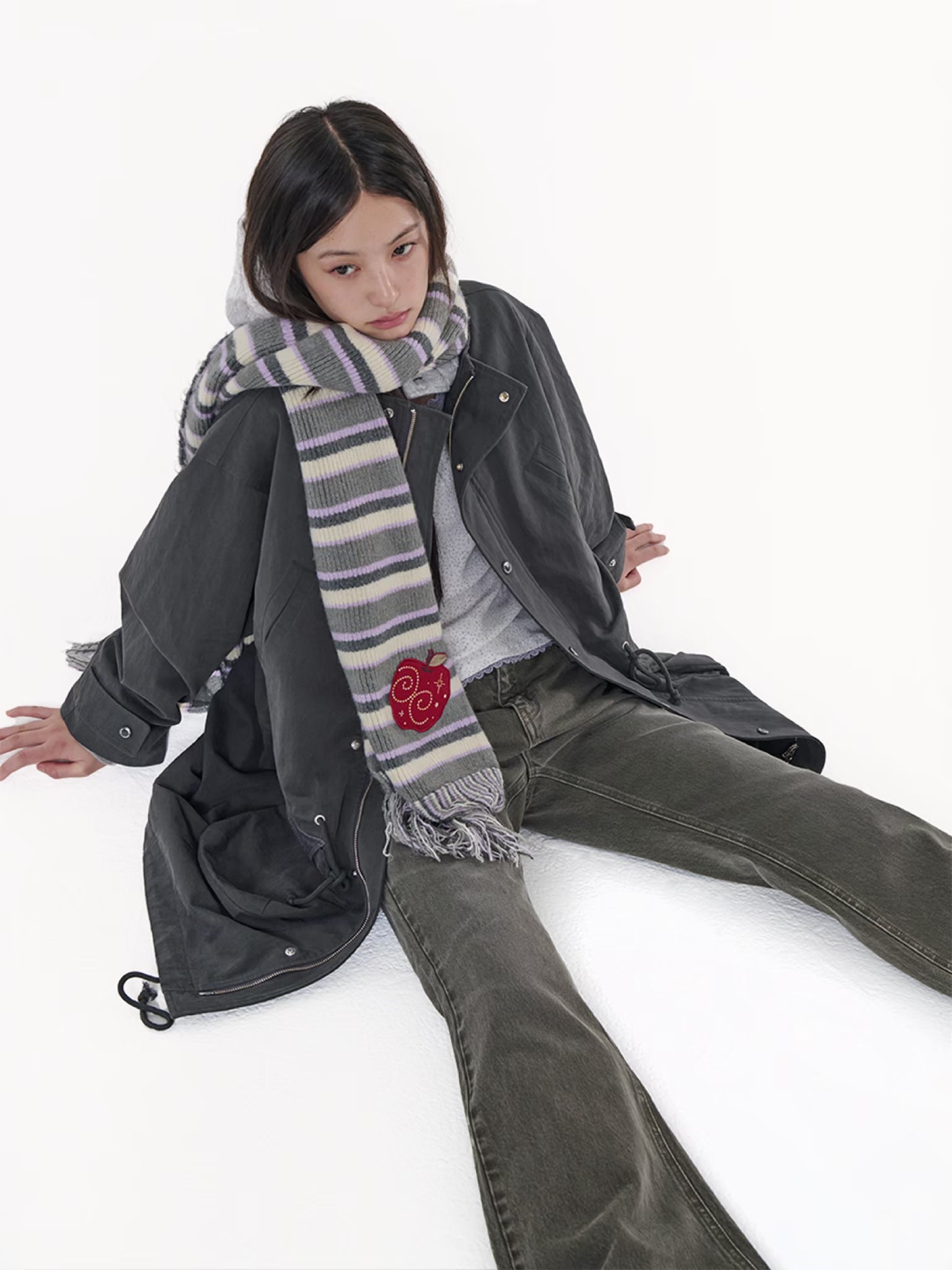 FLOWER BLOCK FIELD JACKET [CHARCOAL]