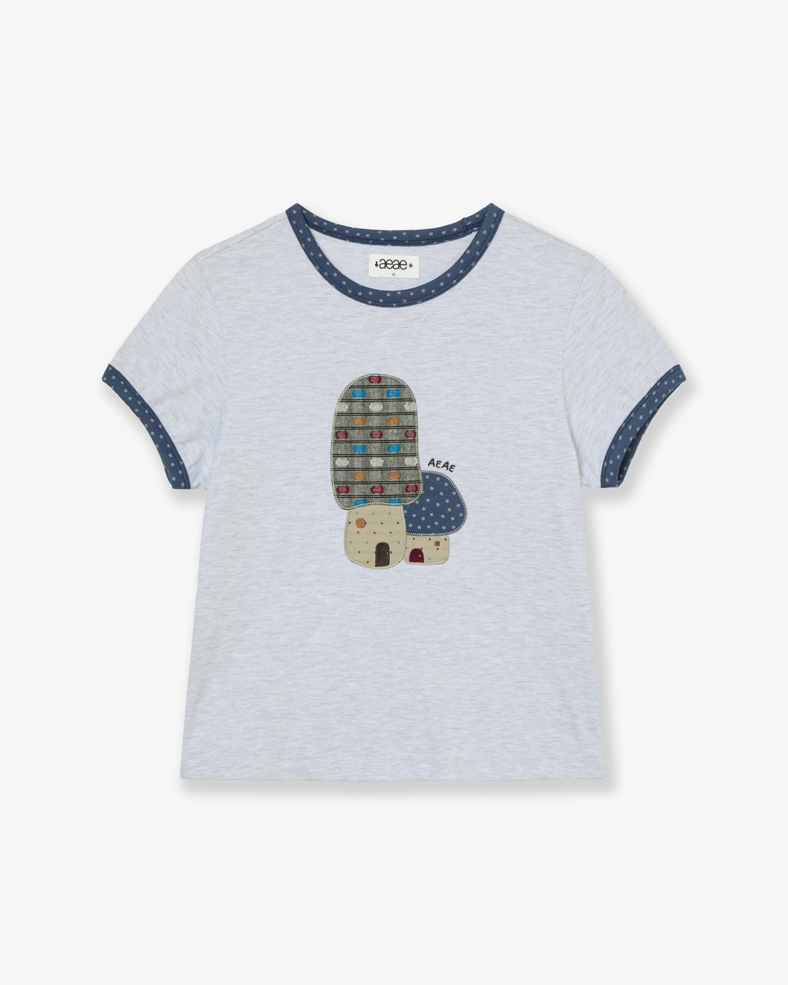 MUSHROOM APPLIQUE TEE [LIGHT GREY]