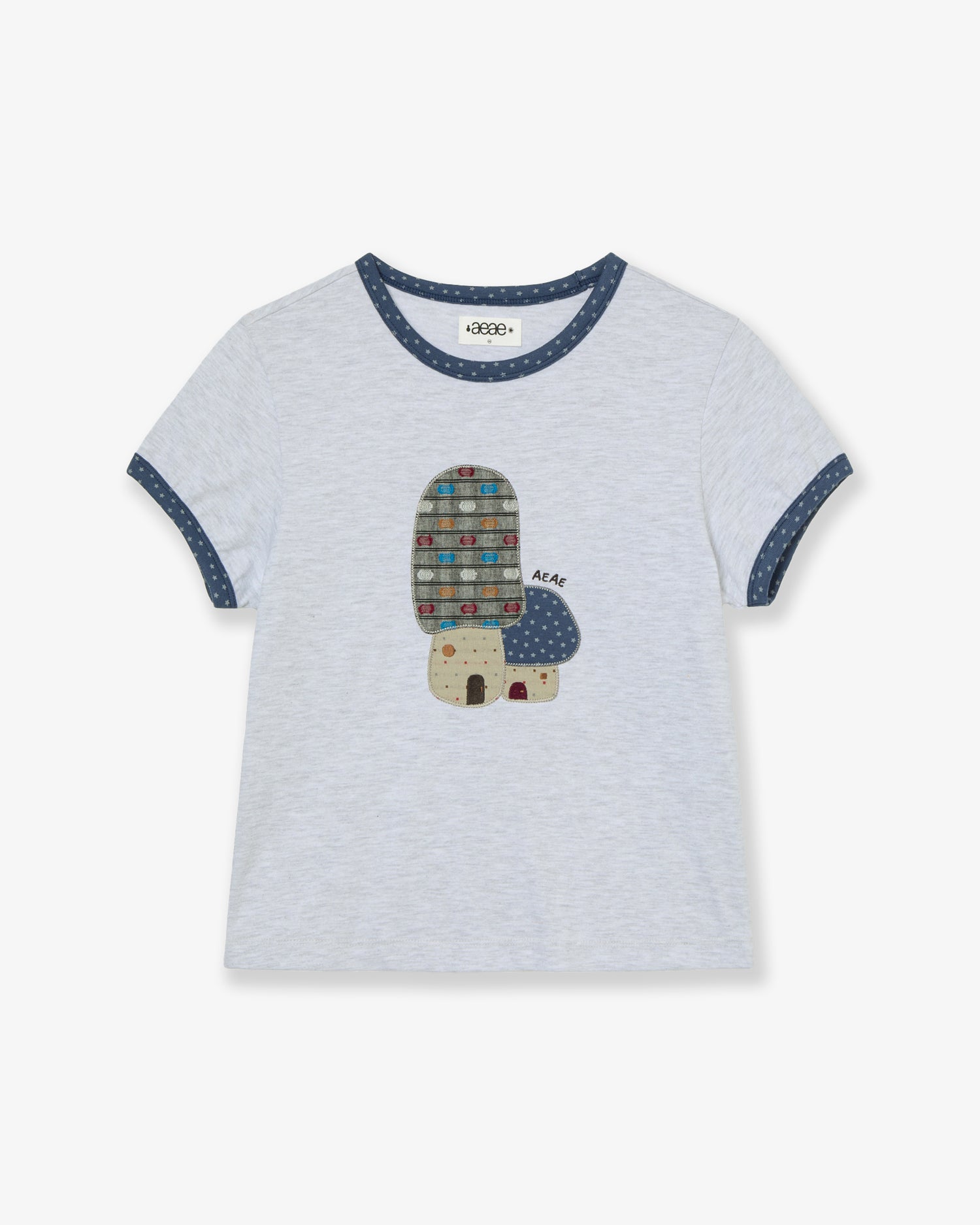 MUSHROOM APPLIQUE TEE [LIGHT GREY]