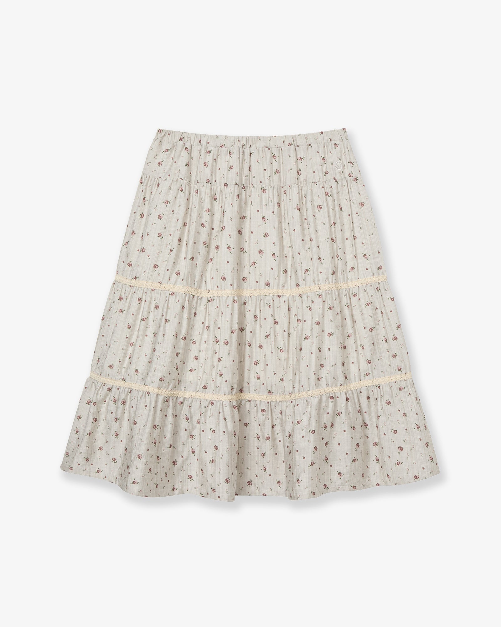 PATTERN TIERED SKIRT [BEIGE]