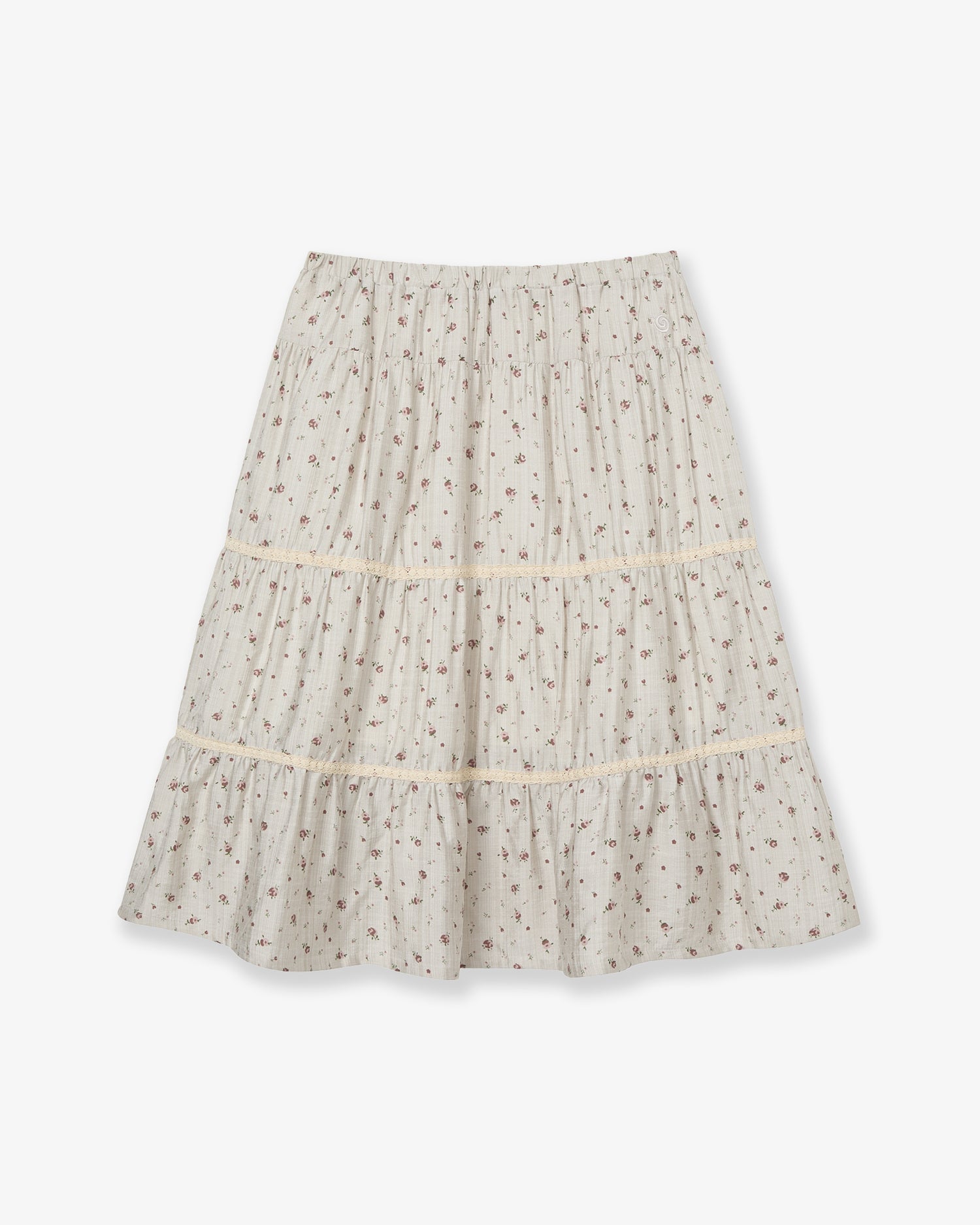 PATTERN TIERED SKIRT [BEIGE]