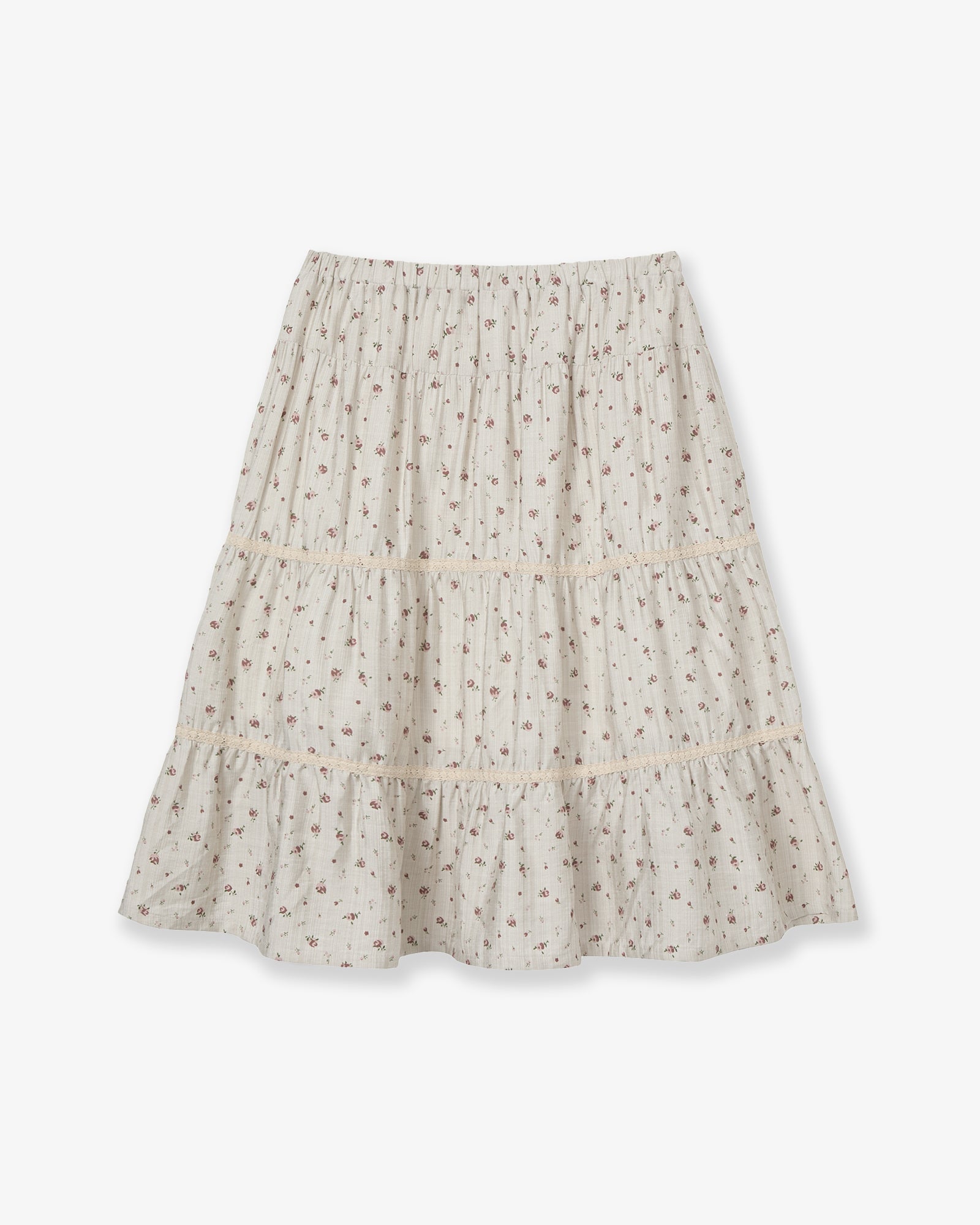 PATTERN TIERED SKIRT [BEIGE]