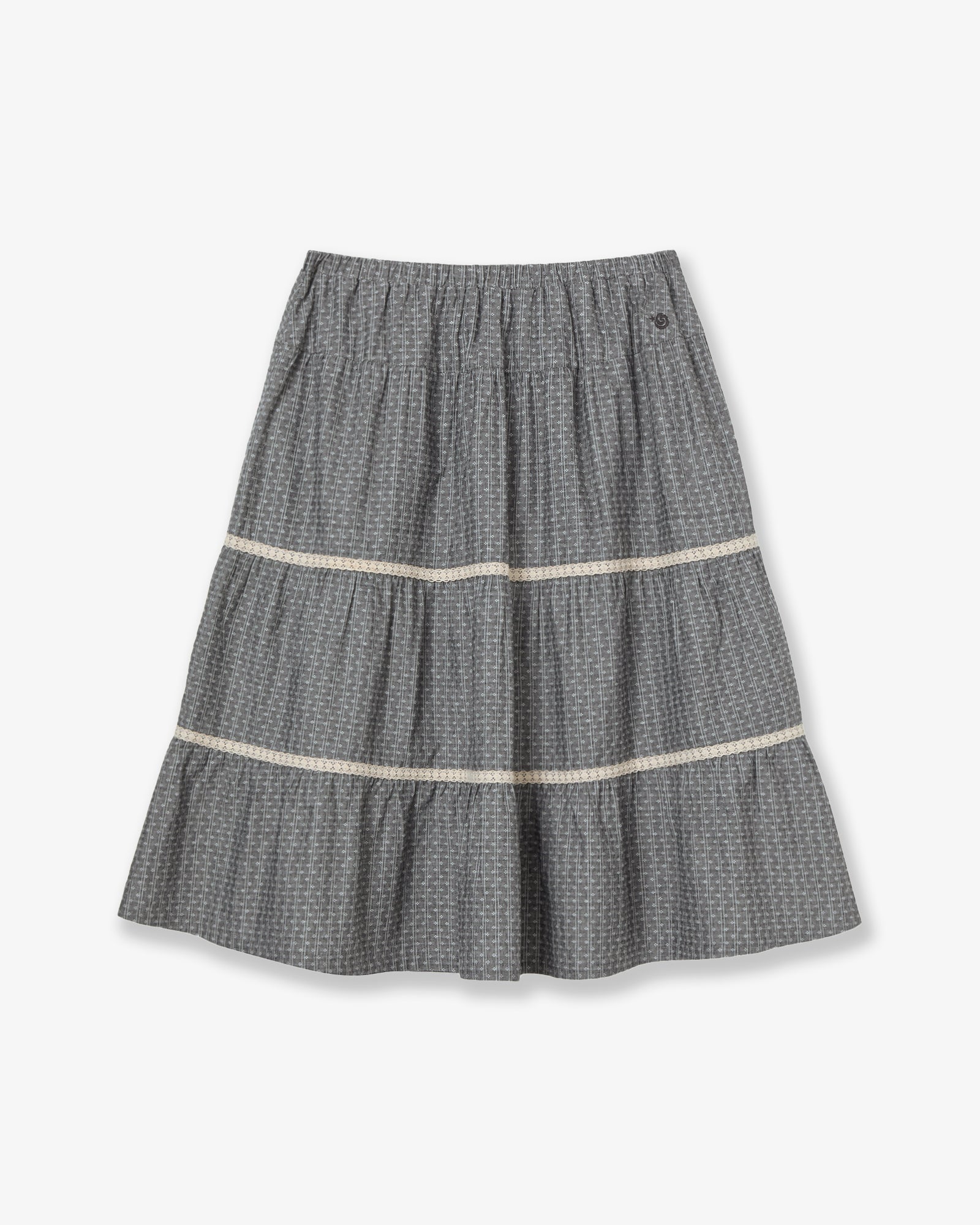 PATTERN TIERED SKIRT [CHARCOAL]