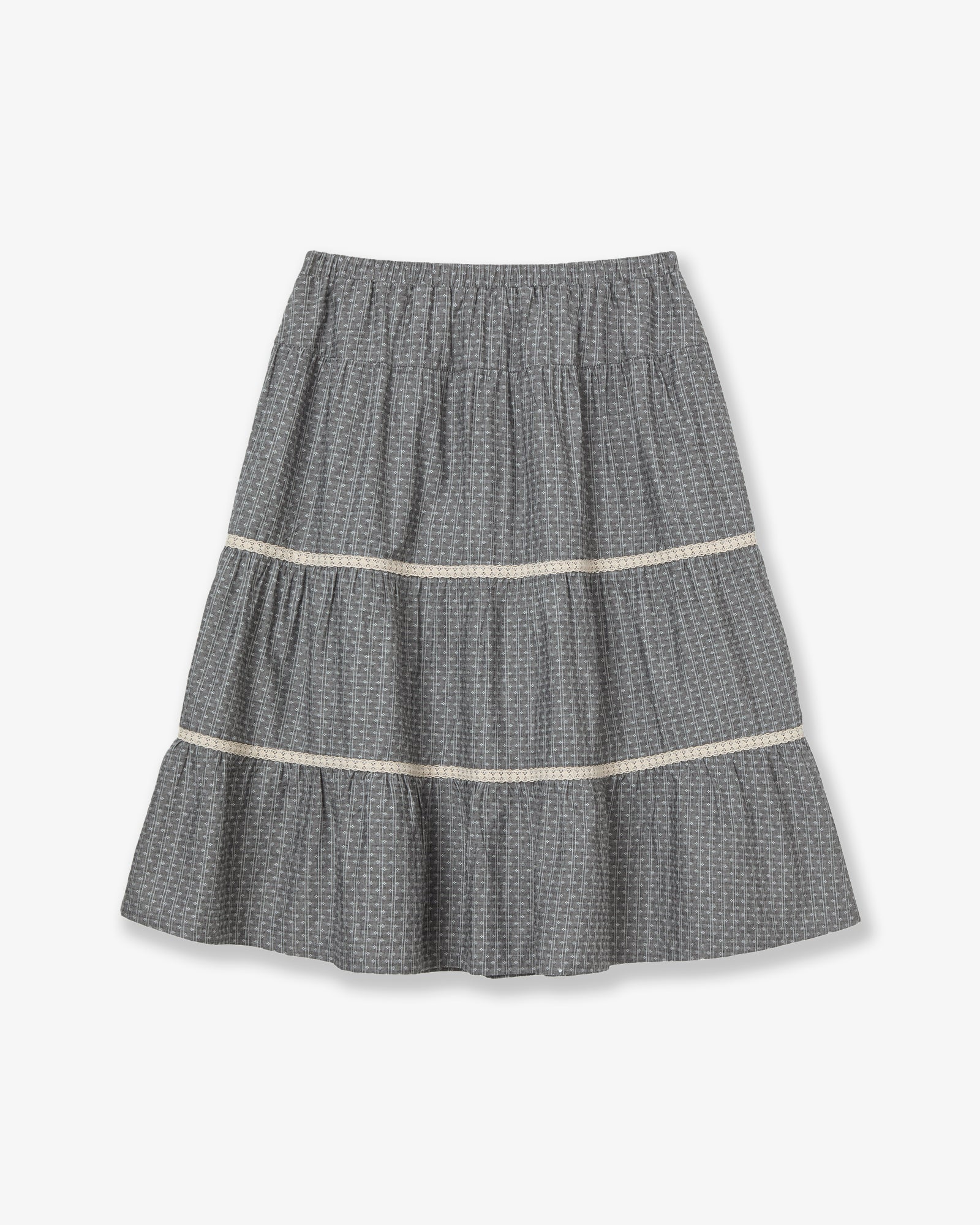 PATTERN TIERED SKIRT [CHARCOAL]