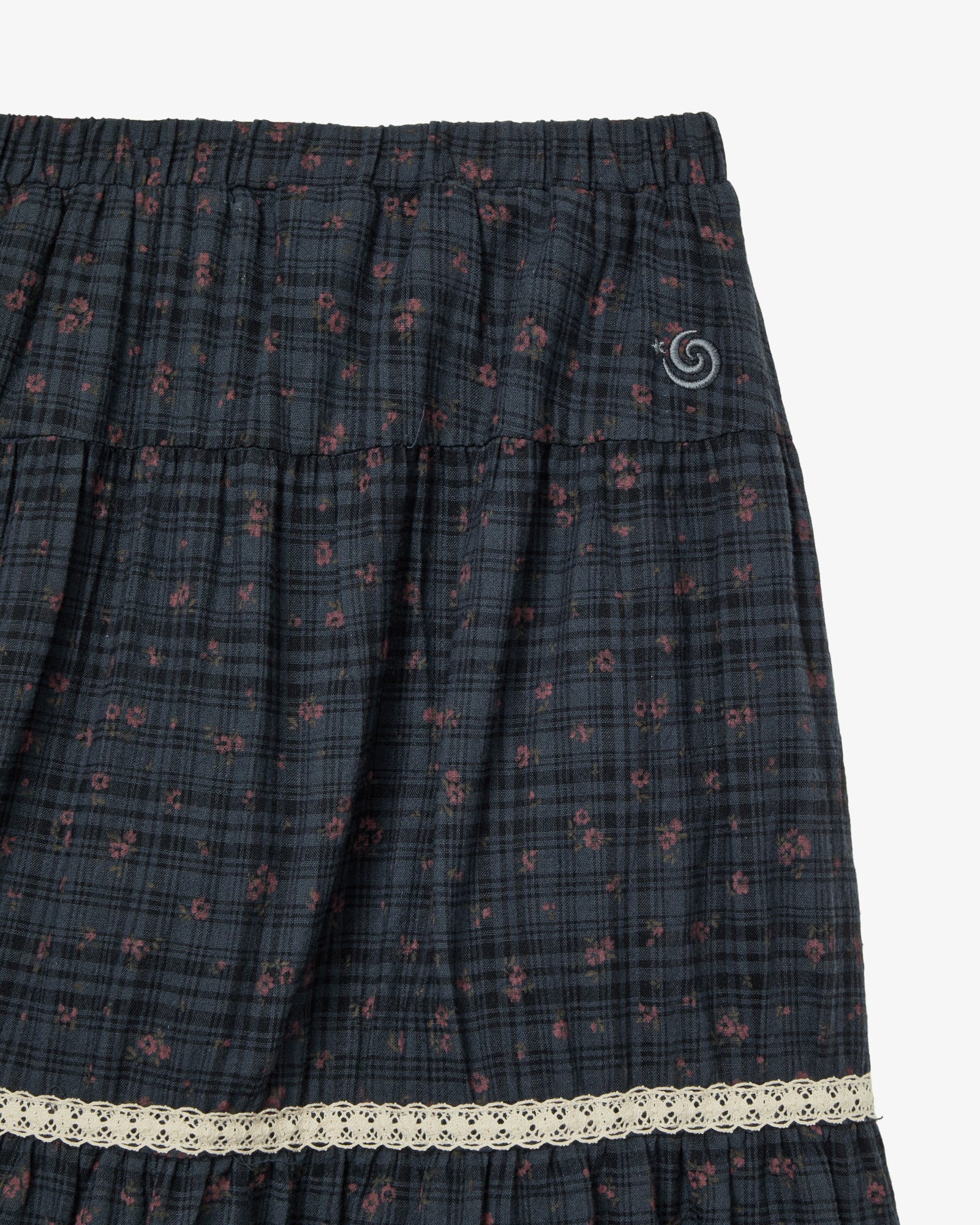 PATTERN TIERED SKIRT [NAVY]