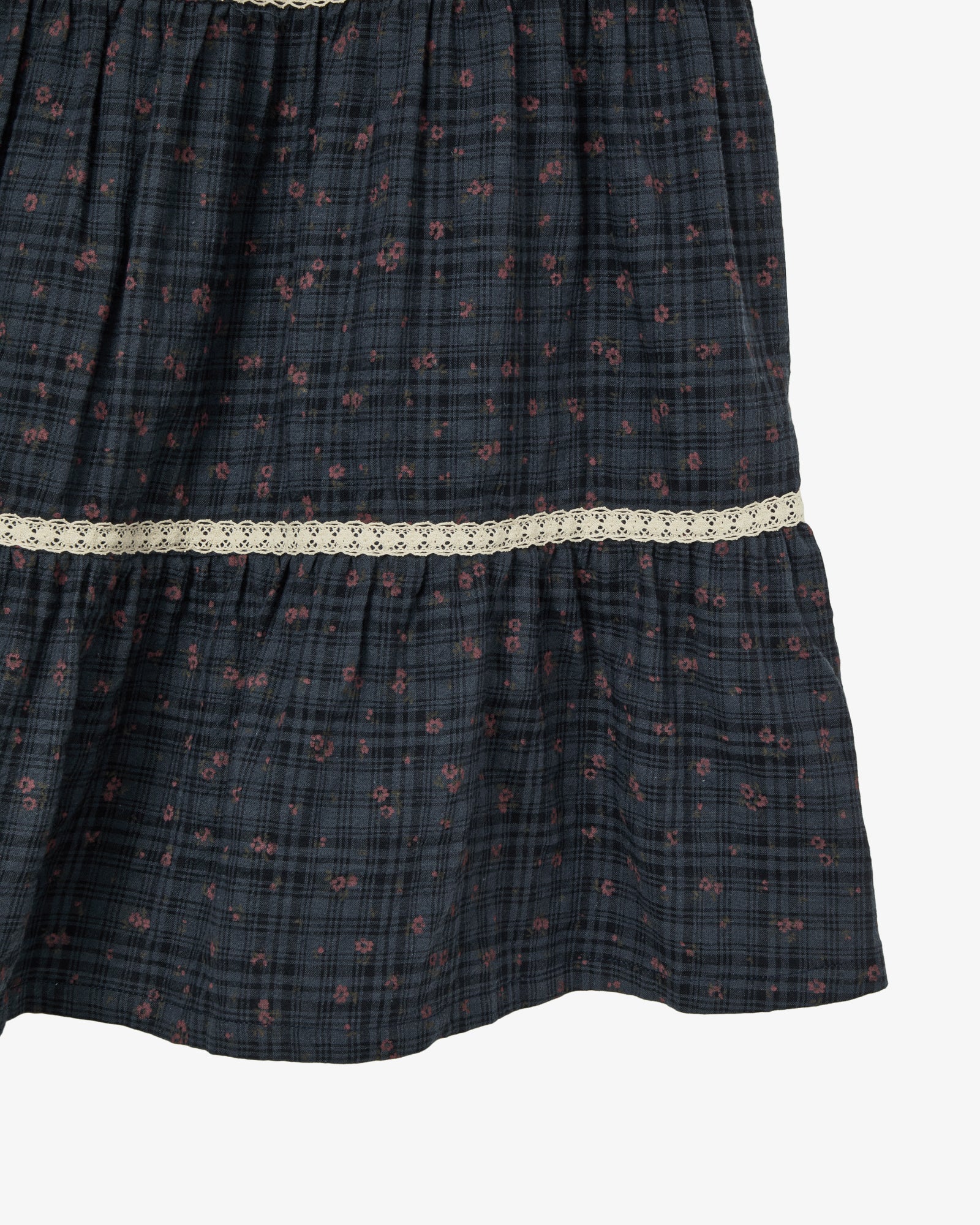 PATTERN TIERED SKIRT [NAVY]