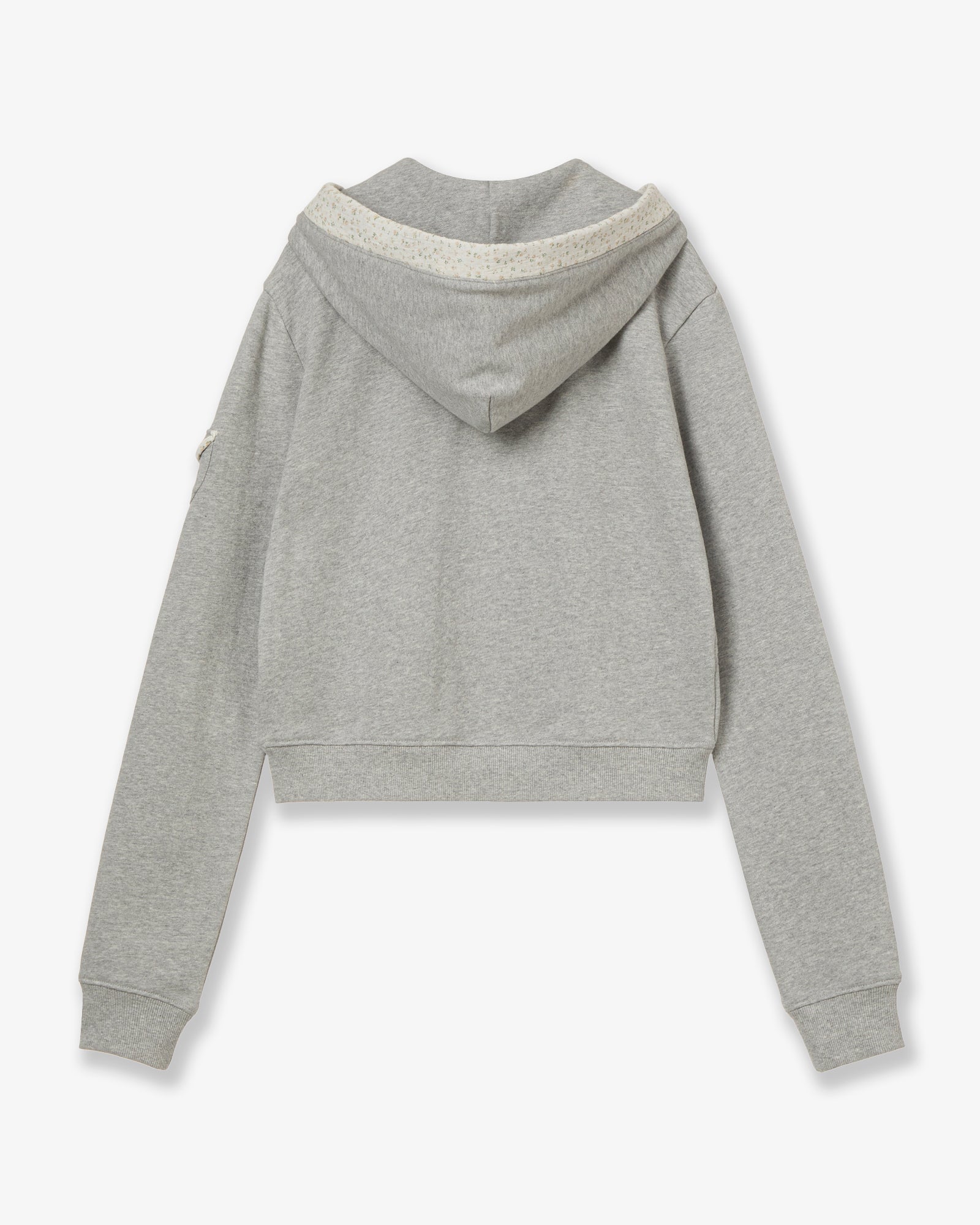 ROUND POCKET HOODIE ZIP-UP [MELANGE GREY]