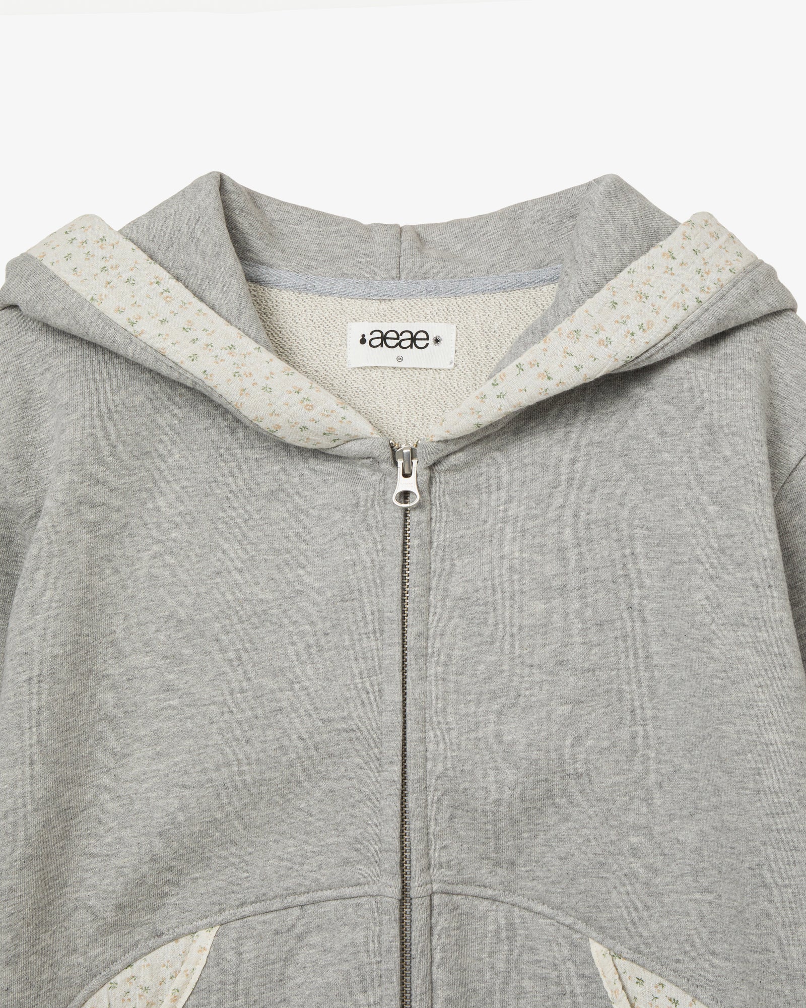 ROUND POCKET HOODIE ZIP-UP [MELANGE GREY]