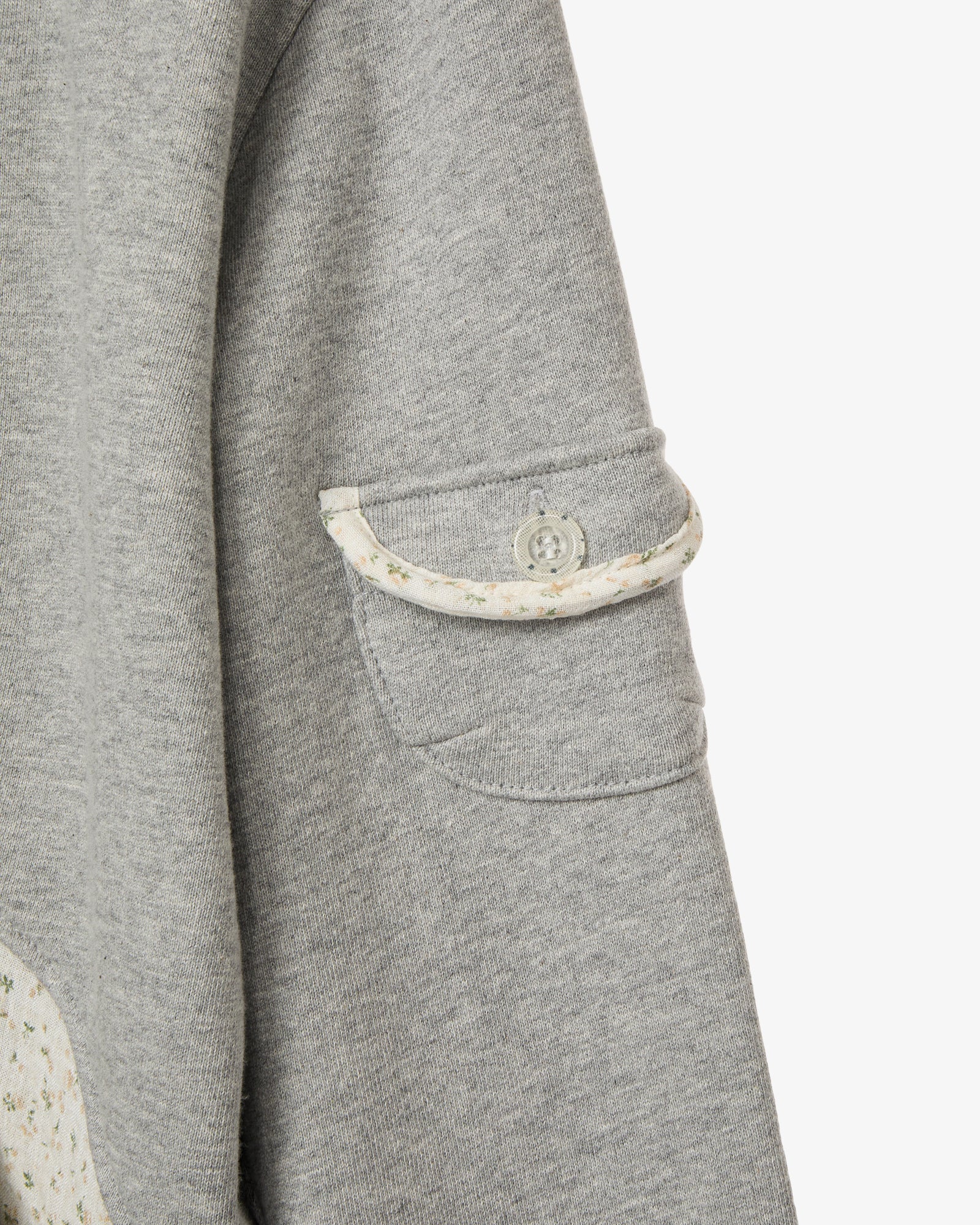 ROUND POCKET HOODIE ZIP-UP [MELANGE GREY]