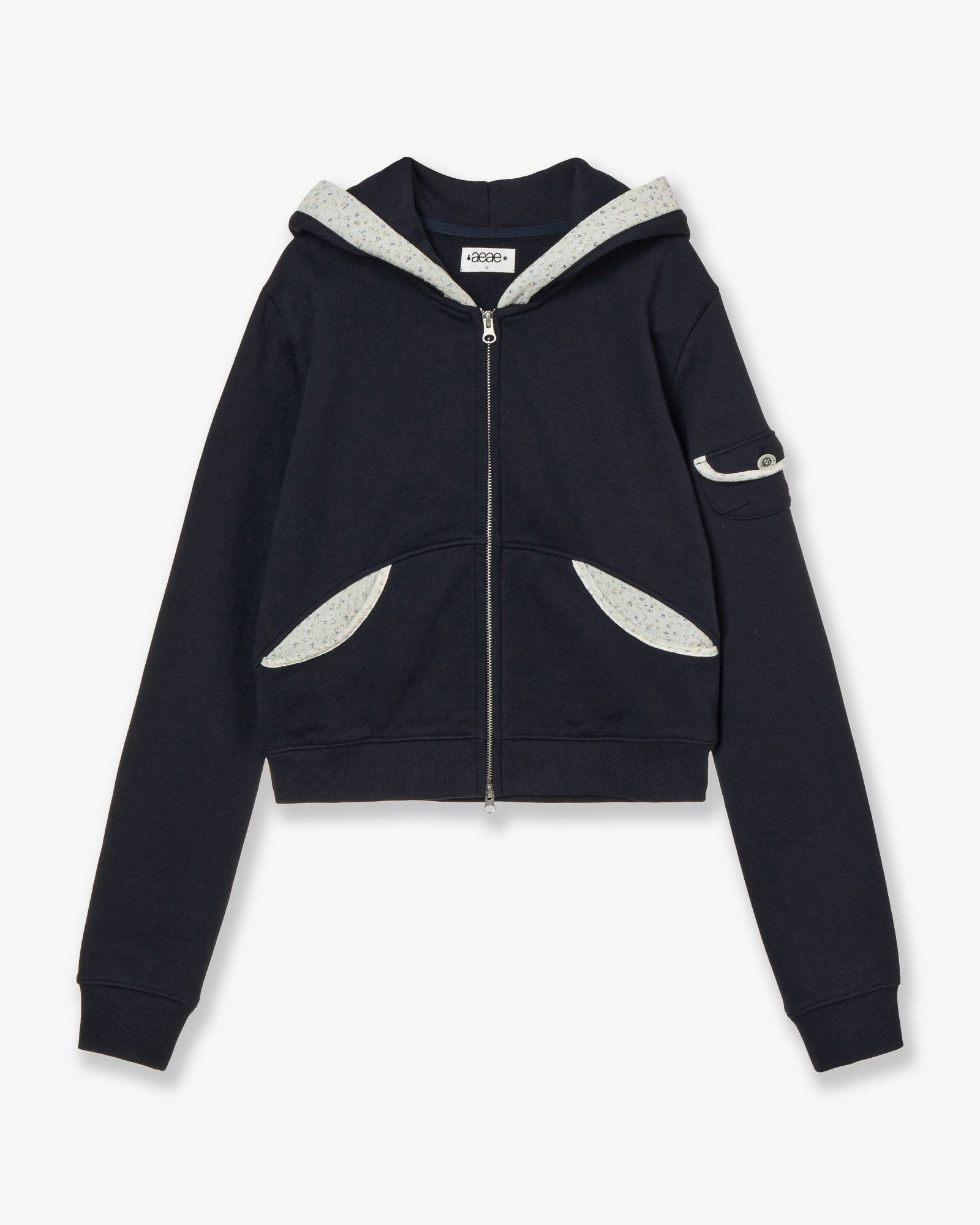 ROUND POCKET HOODIE ZIP-UP [NAVY]