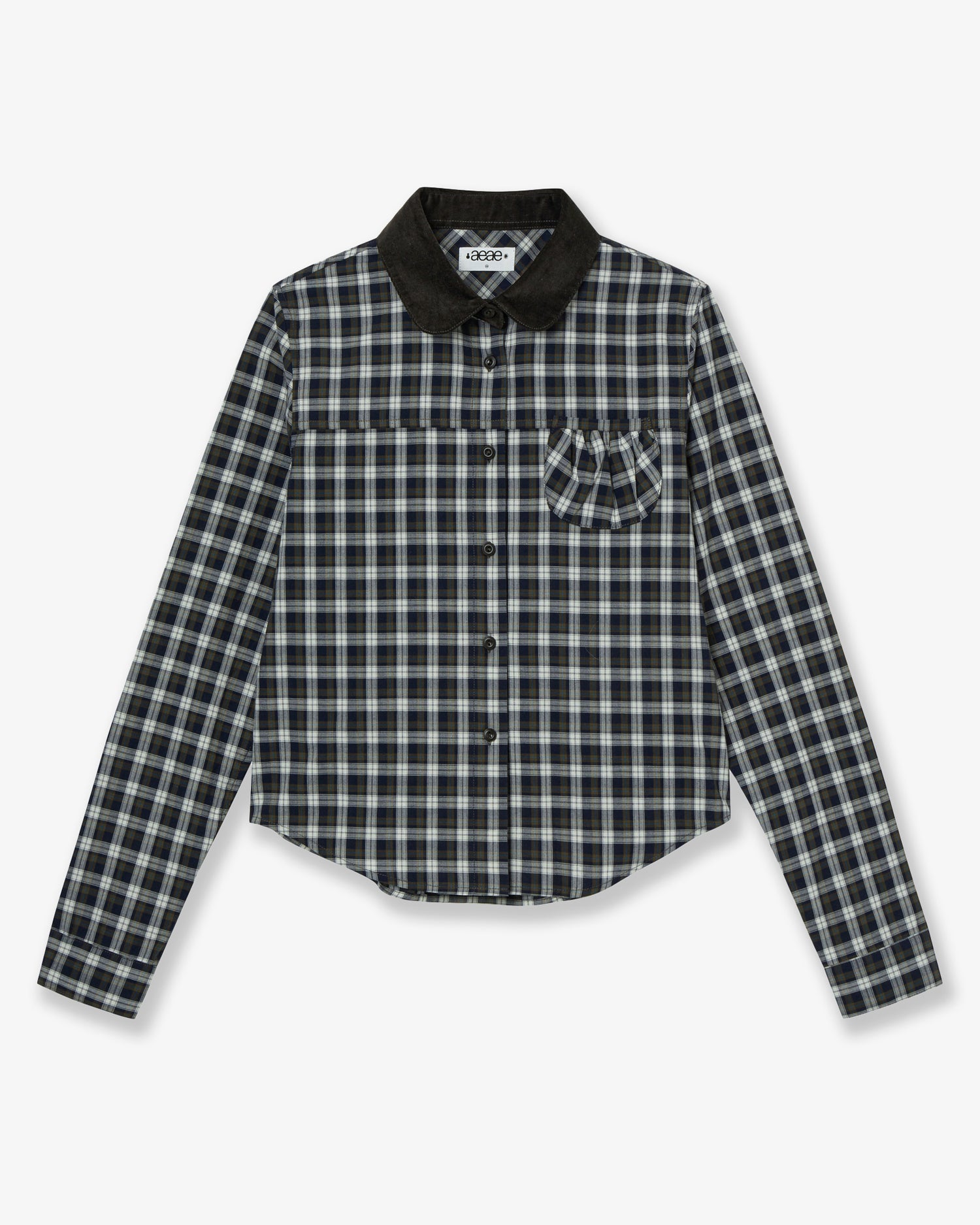 【10月上旬お届けアイテム】ROUND POCKET CHECK SHIRTS [BLACK]