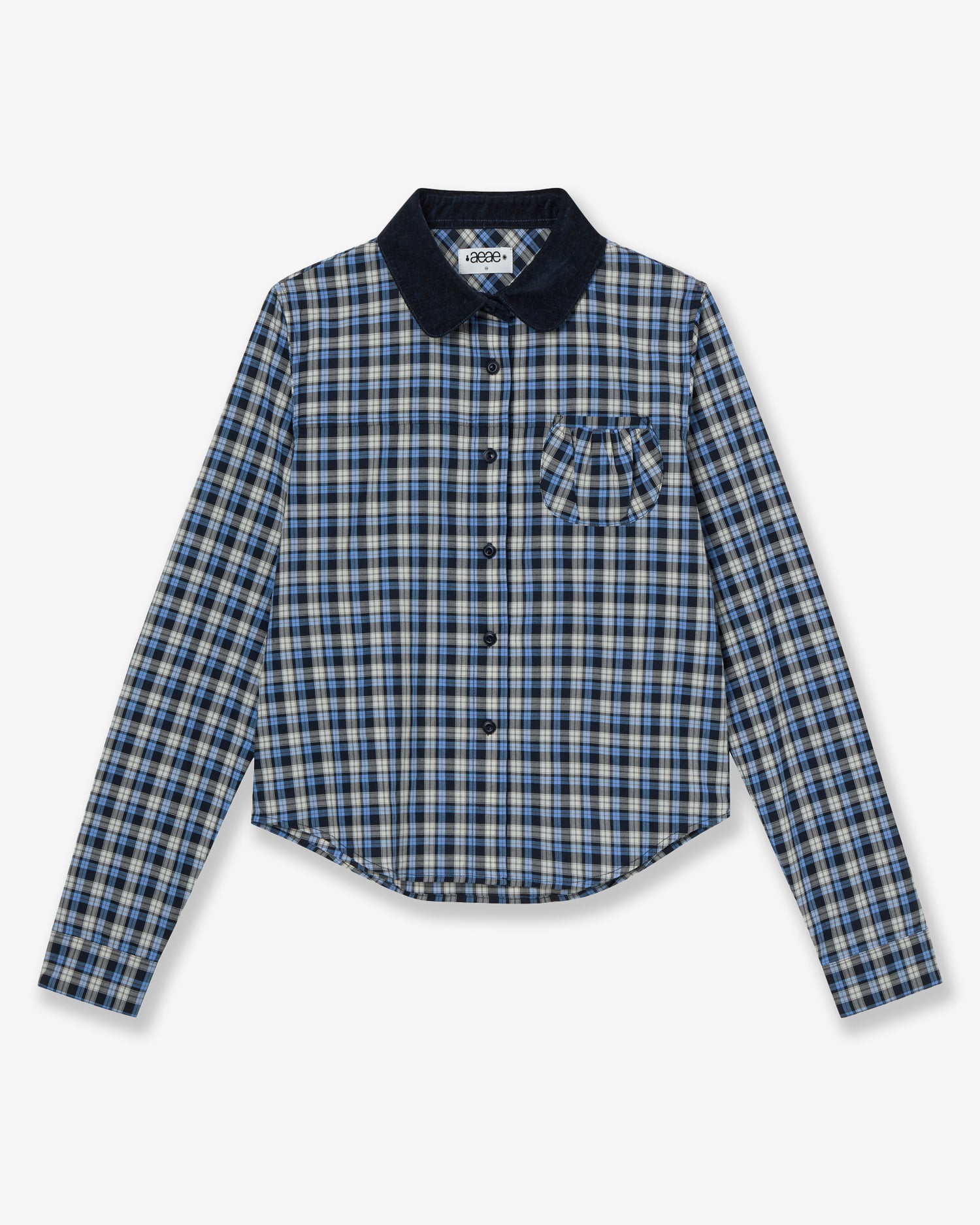 【10月上旬お届けアイテム】ROUND POCKET CHECK SHIRTS [BLUE]