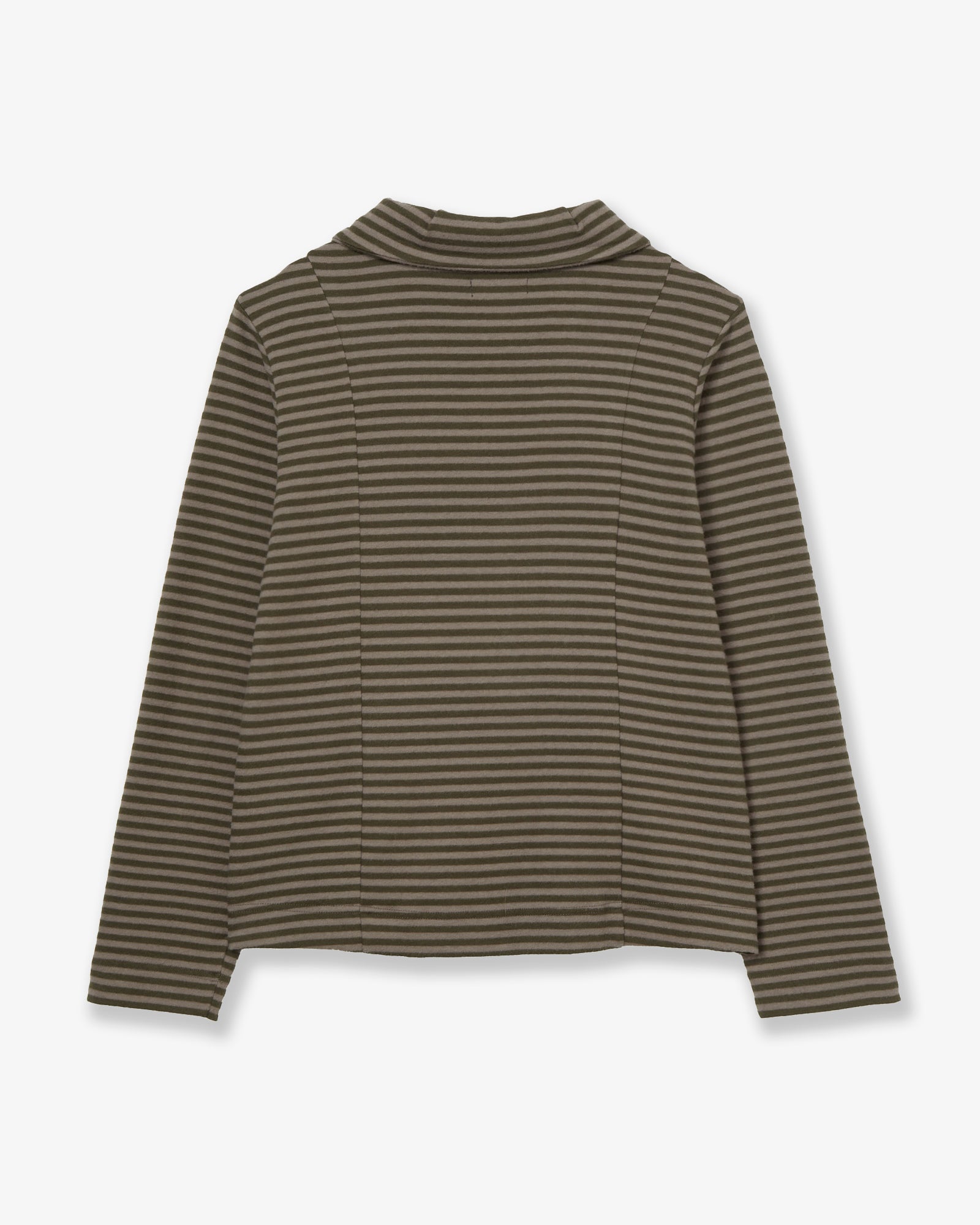 SHAWL COLLAR STRIPE ZIP-UP [KHAKI]