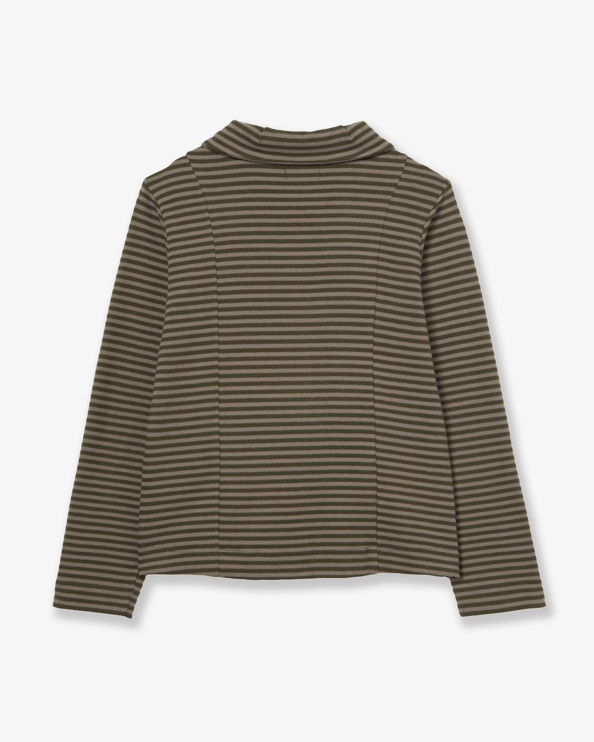 SHAWL COLLAR STRIPE ZIP-UP [KHAKI]