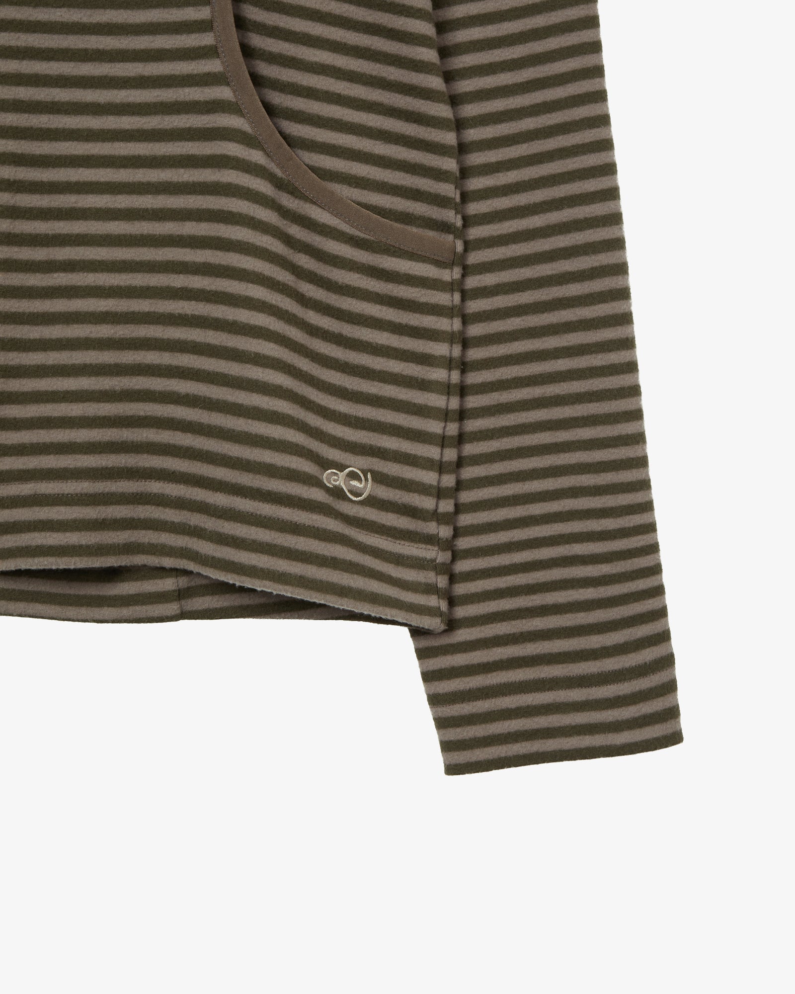 SHAWL COLLAR STRIPE ZIP-UP [KHAKI]