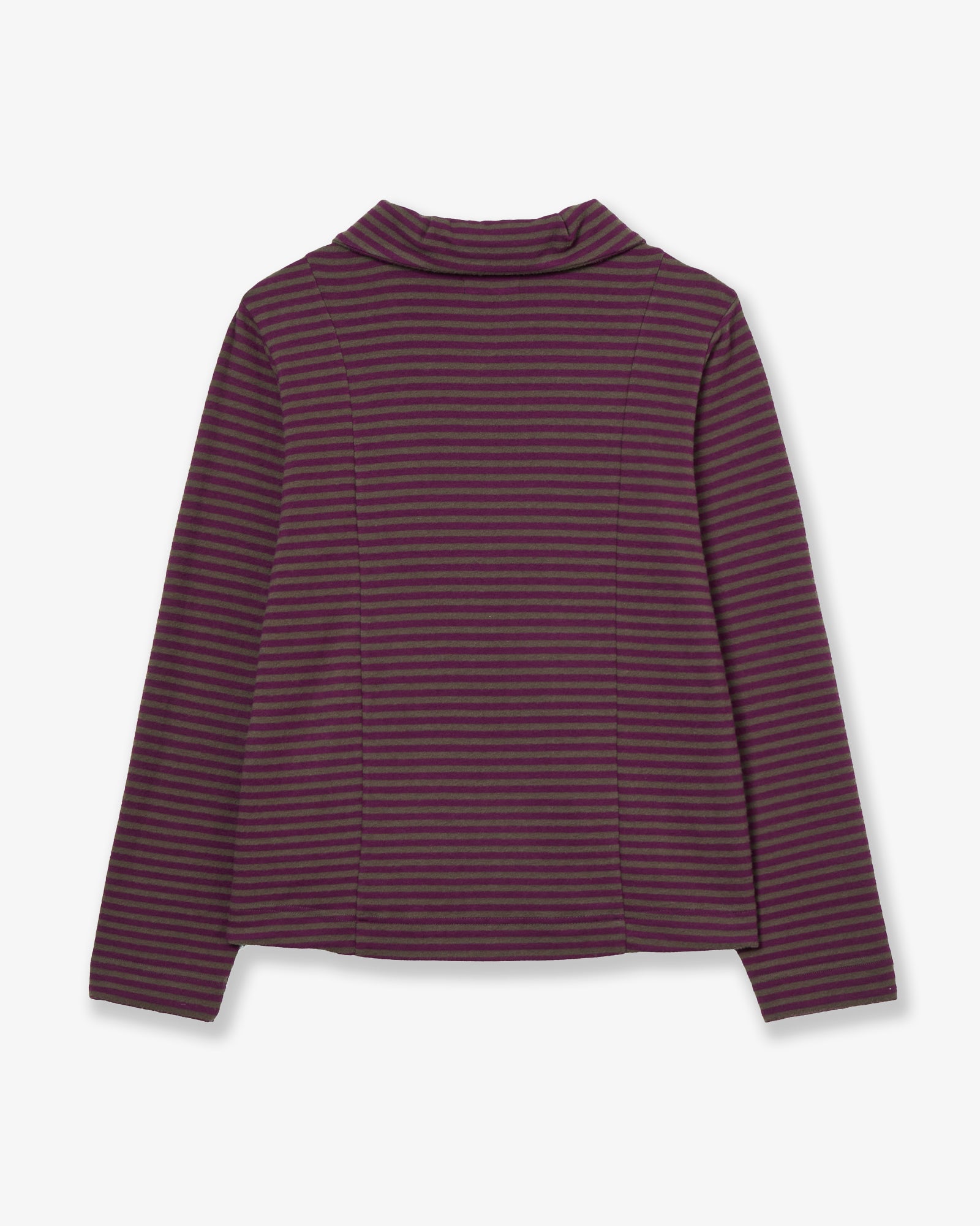 SHAWL COLLAR STRIPE ZIP-UP [PURPLE]