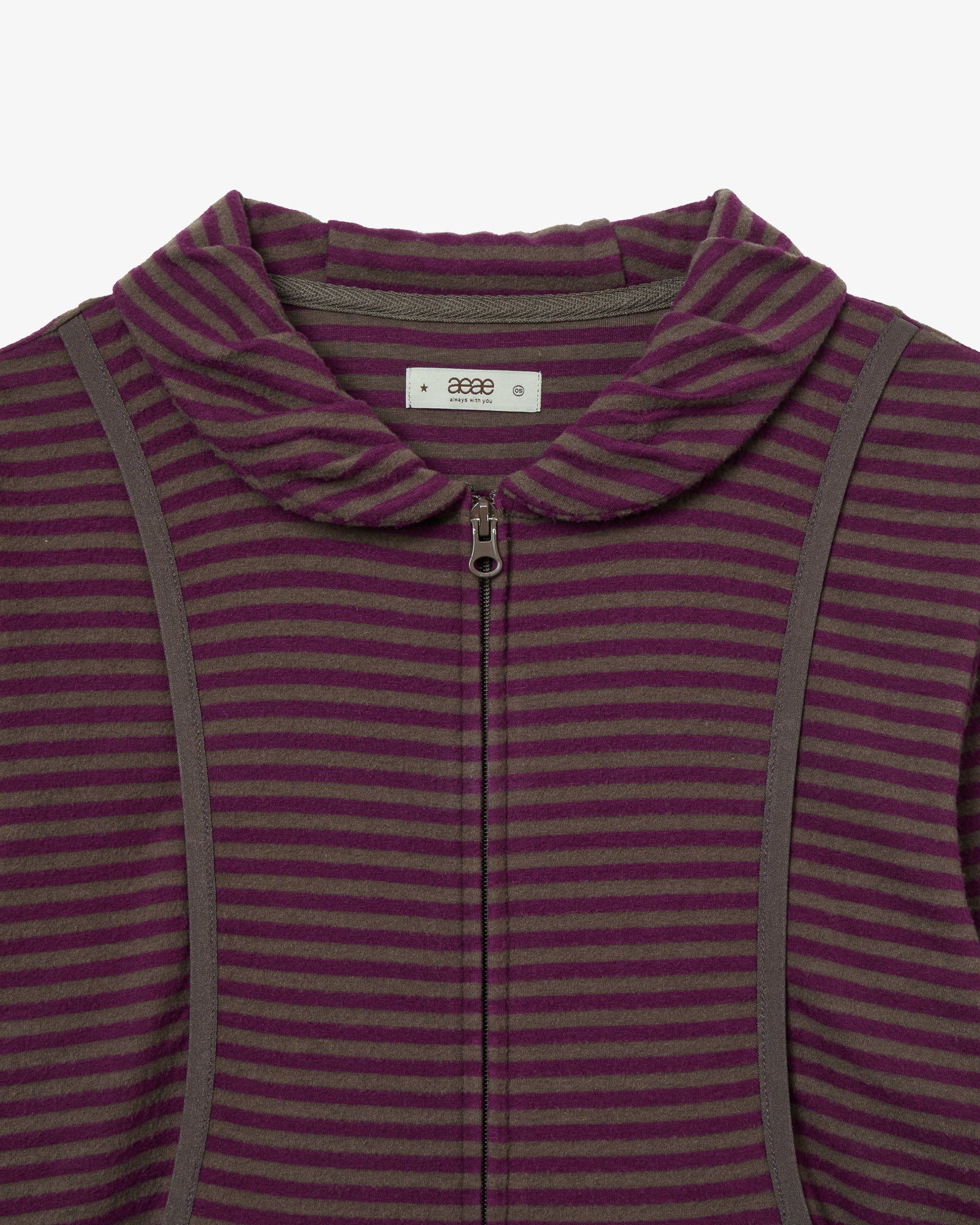 SHAWL COLLAR STRIPE ZIP-UP [PURPLE]