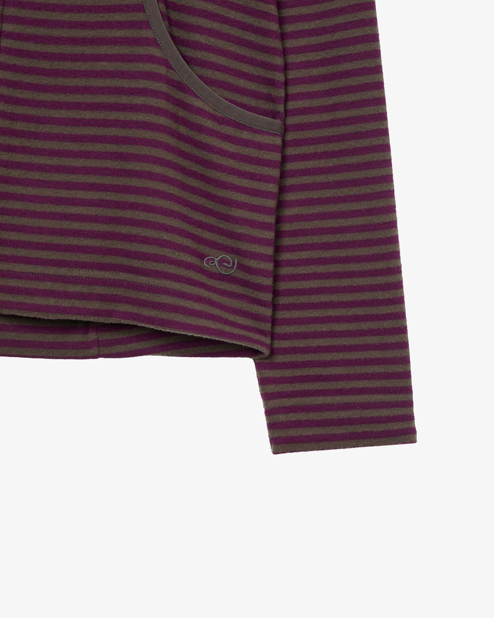 SHAWL COLLAR STRIPE ZIP-UP [PURPLE]