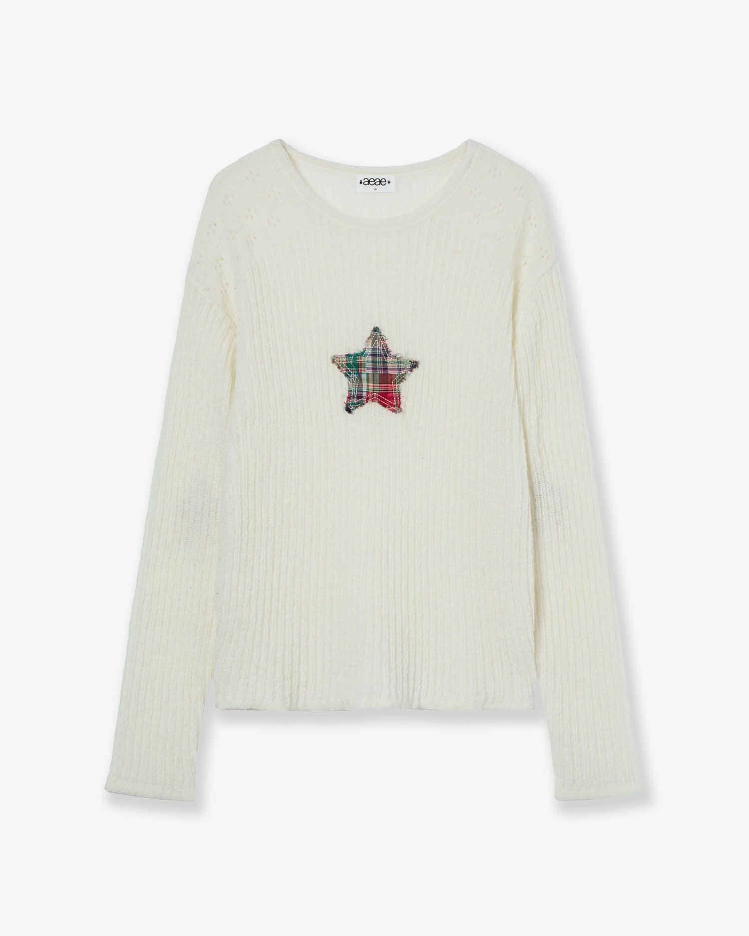 【10月上旬お届けアイテム】SHEER APPLIQUE KNIT [IVORY]