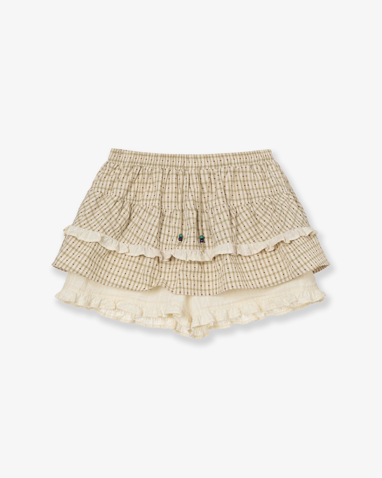 SKIRT MINI SHORTS [CHECK BEIGE]