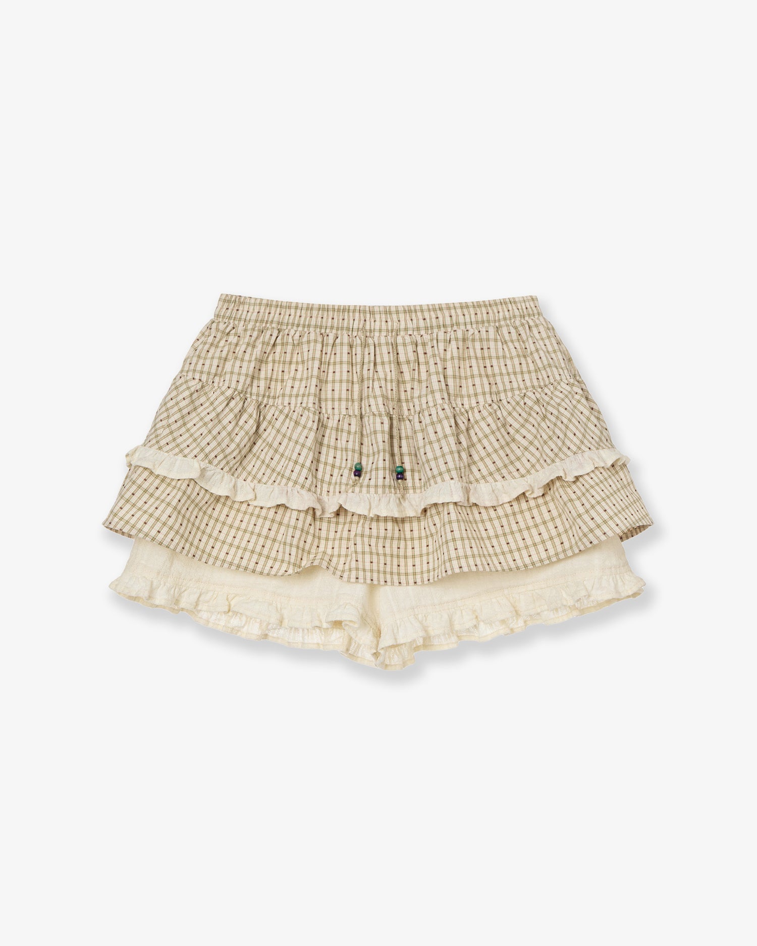 SKIRT MINI SHORTS [CHECK BEIGE]