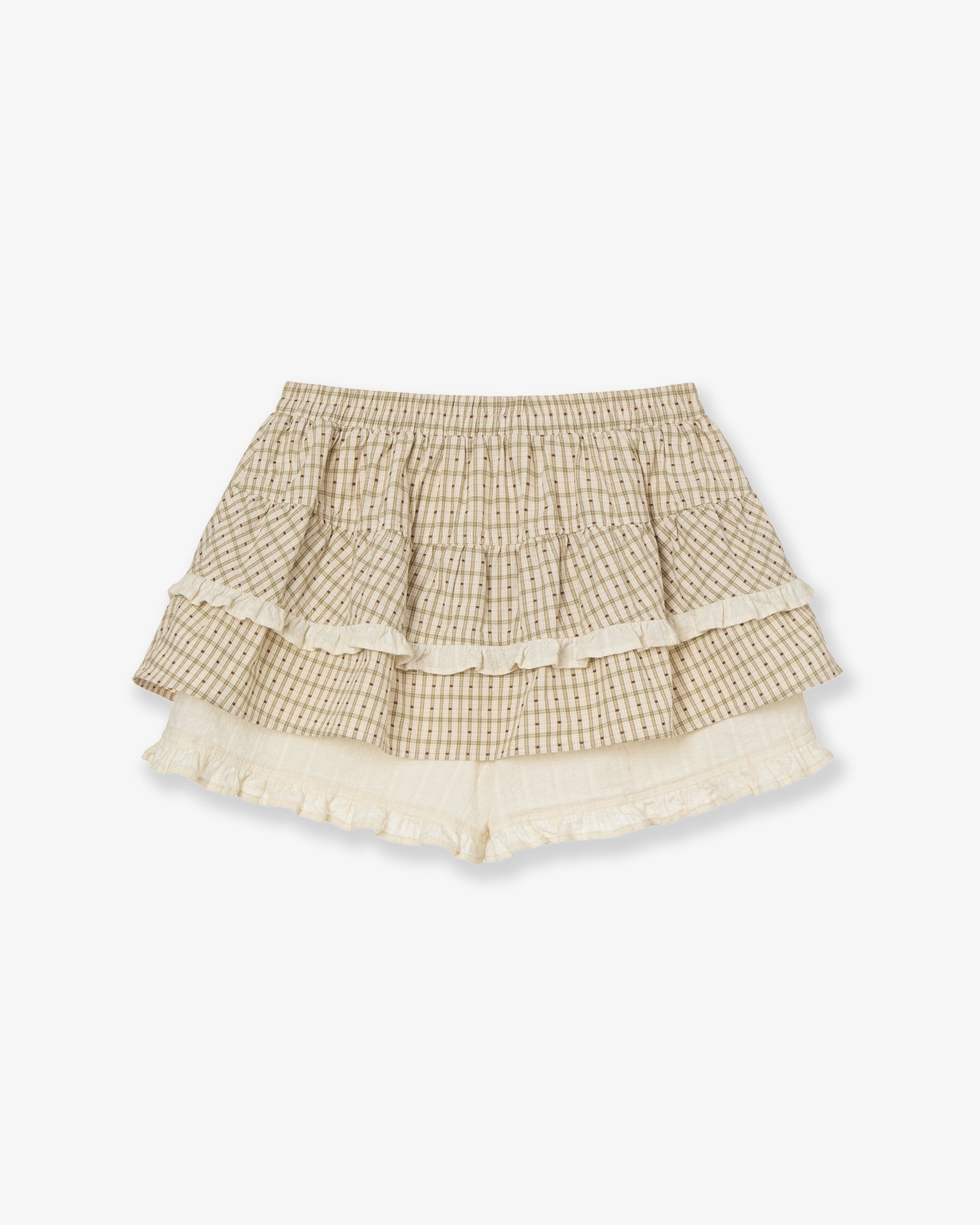 SKIRT MINI SHORTS [CHECK BEIGE]