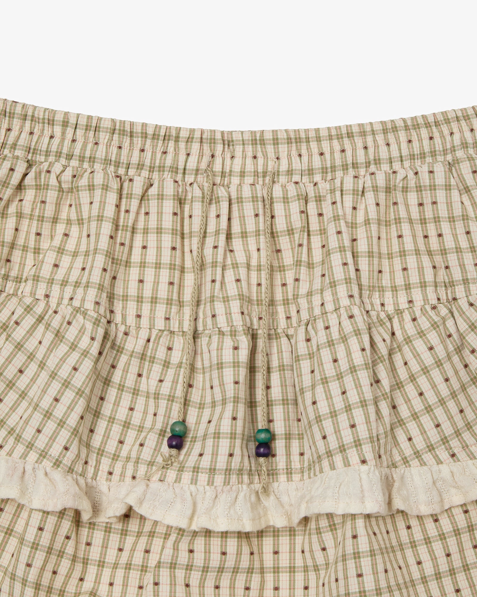 SKIRT MINI SHORTS [CHECK BEIGE]