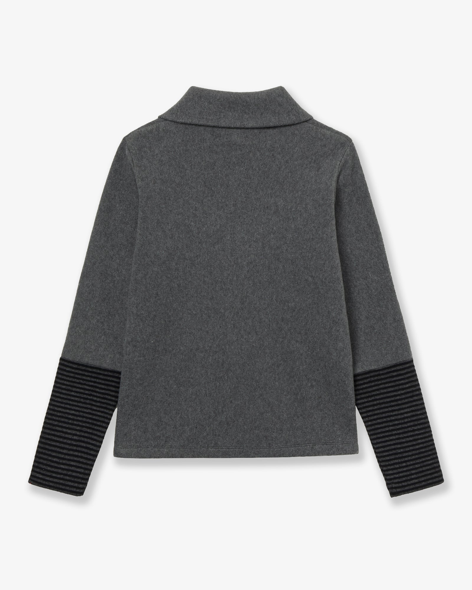 SLEEVE BLOCK HIGH NECK TEE [CHARCOAL]