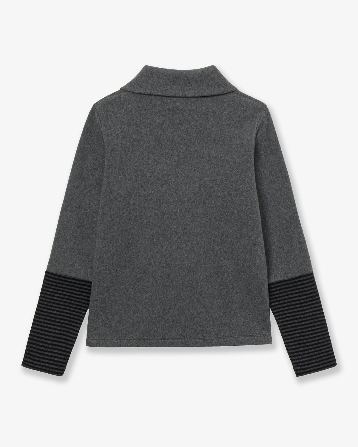 SLEEVE BLOCK HIGH NECK TEE [CHARCOAL]