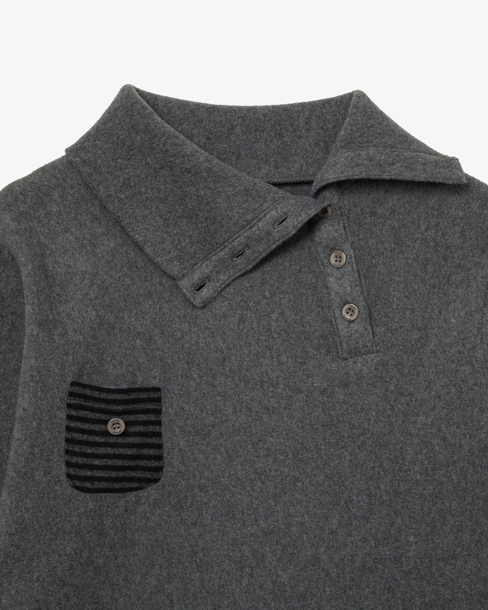 SLEEVE BLOCK HIGH NECK TEE [CHARCOAL]