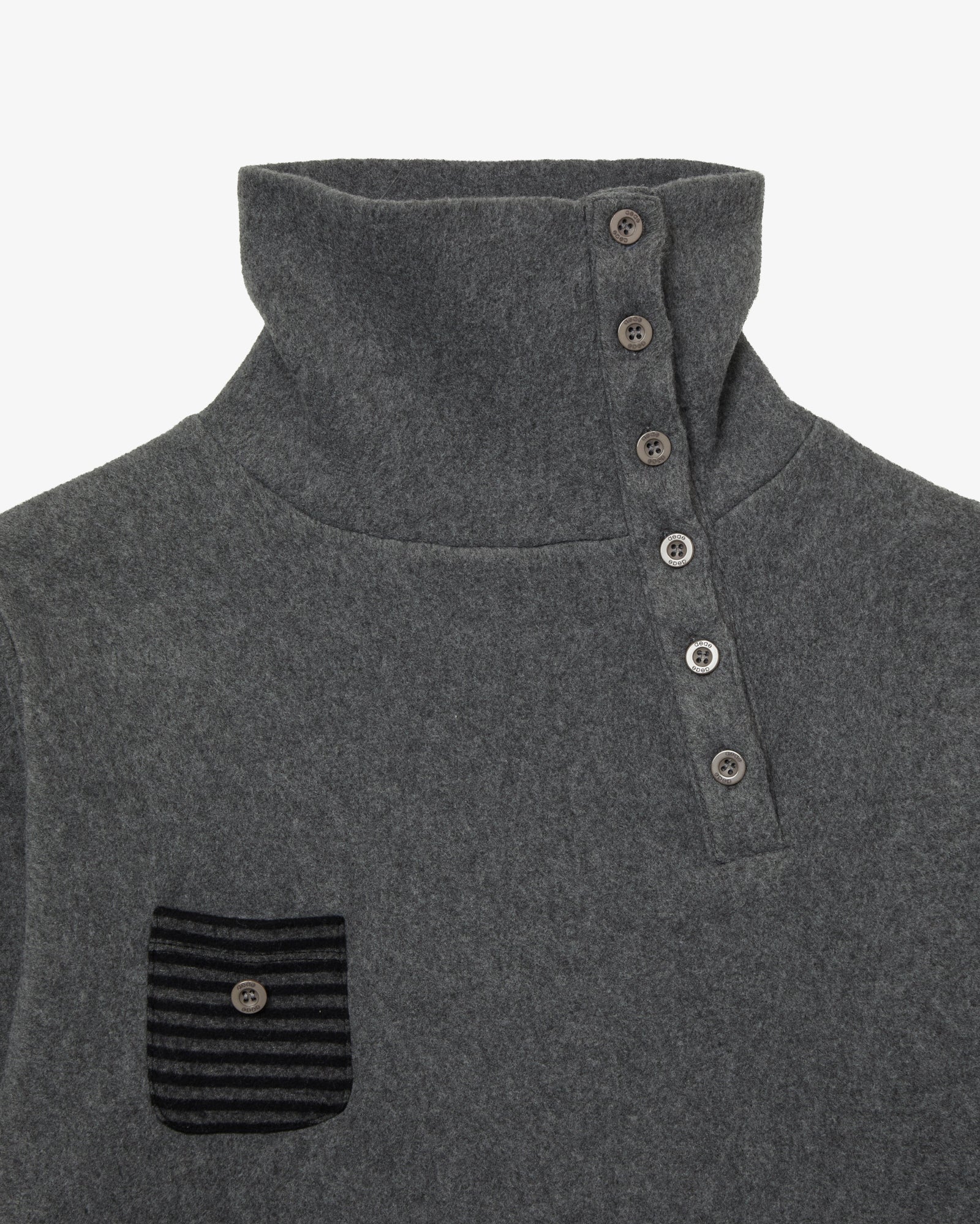 SLEEVE BLOCK HIGH NECK TEE [CHARCOAL]