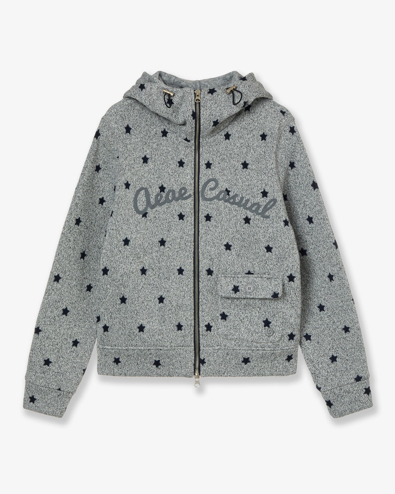 STAR HIGH NECK ZIP UP [GREY]