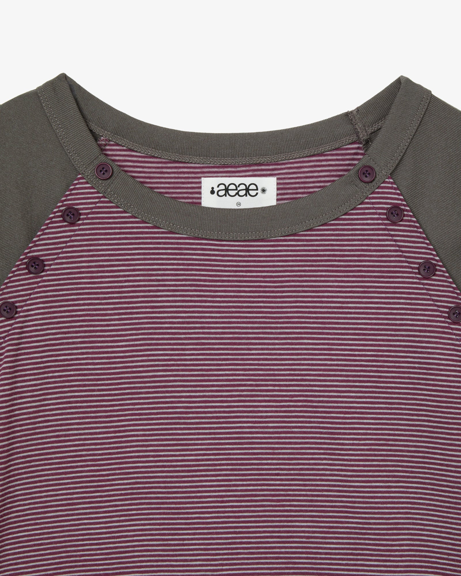 STRIPE BUTTON RAGLAN TEE [PURPLE]