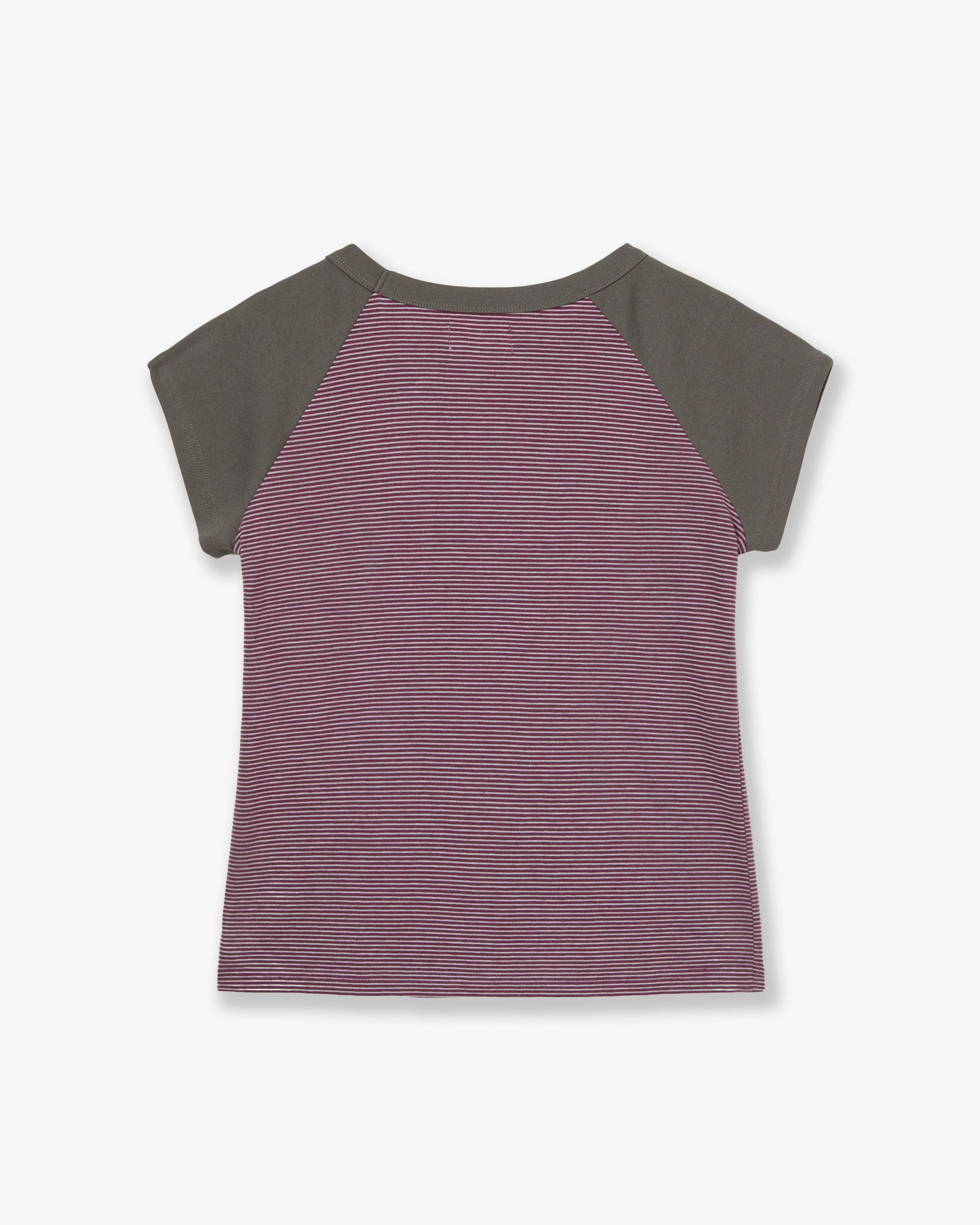 STRIPE BUTTON RAGLAN TEE [PURPLE]
