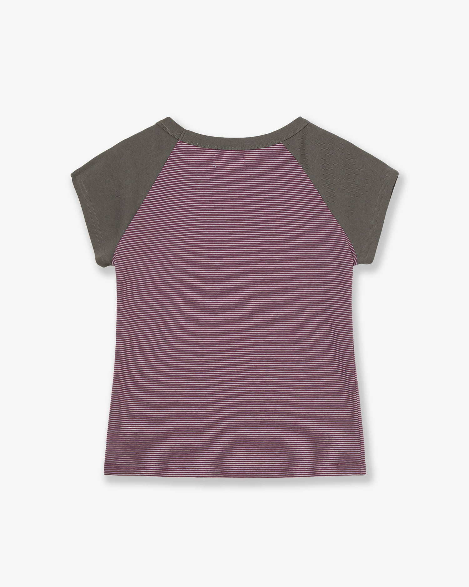 STRIPE BUTTON RAGLAN TEE [PURPLE]