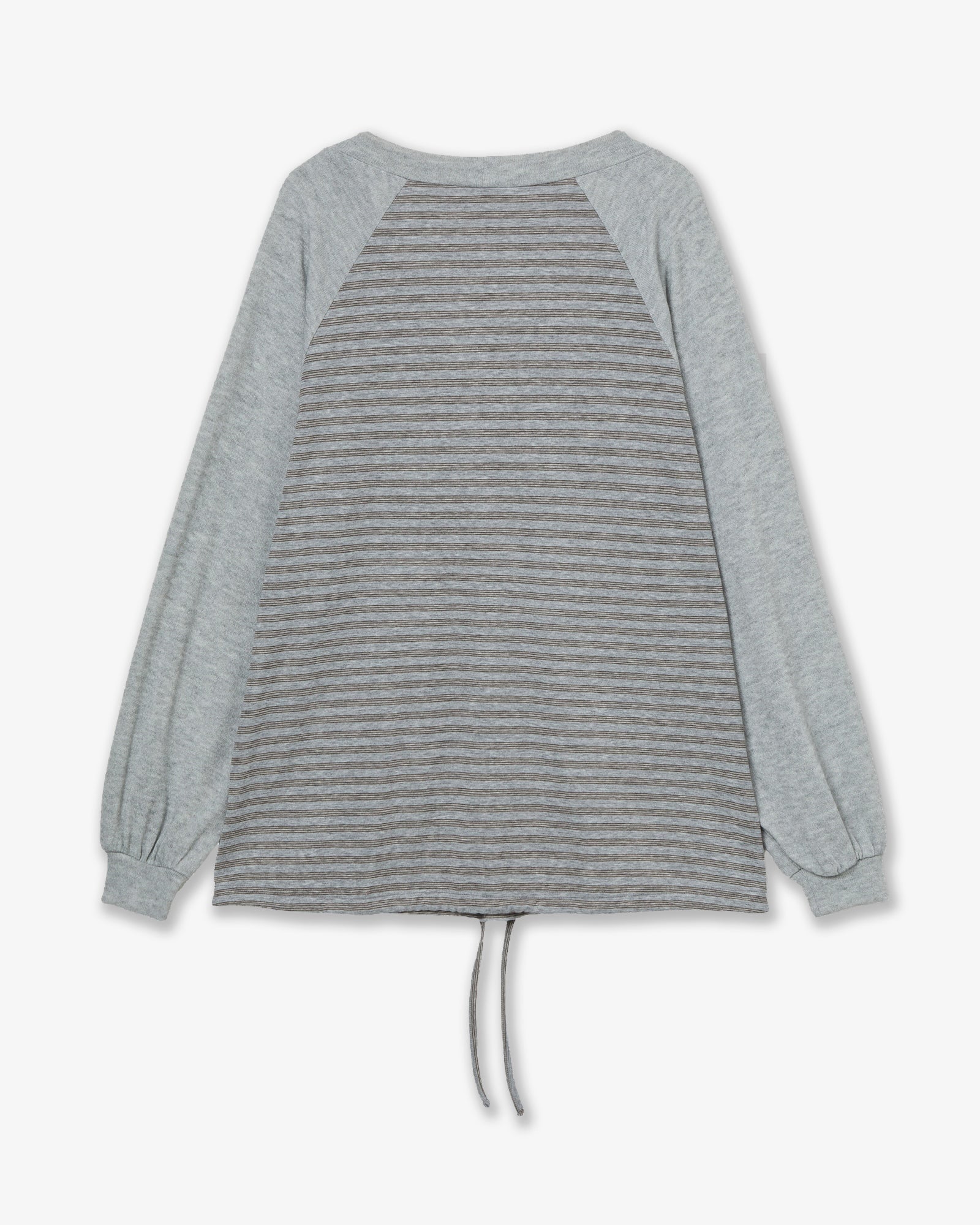 STRIPE DRAWSTRING TOP [GREY]