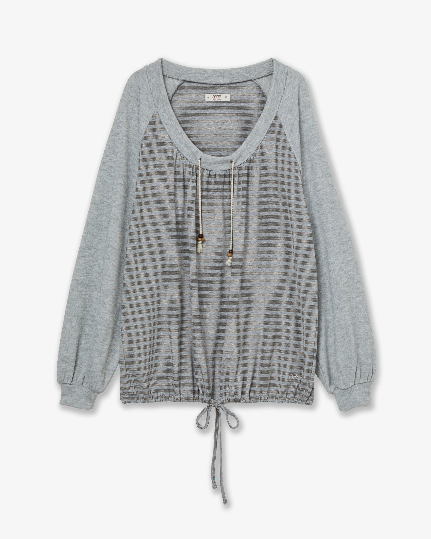 STRIPE DRAWSTRING TOP [GREY]