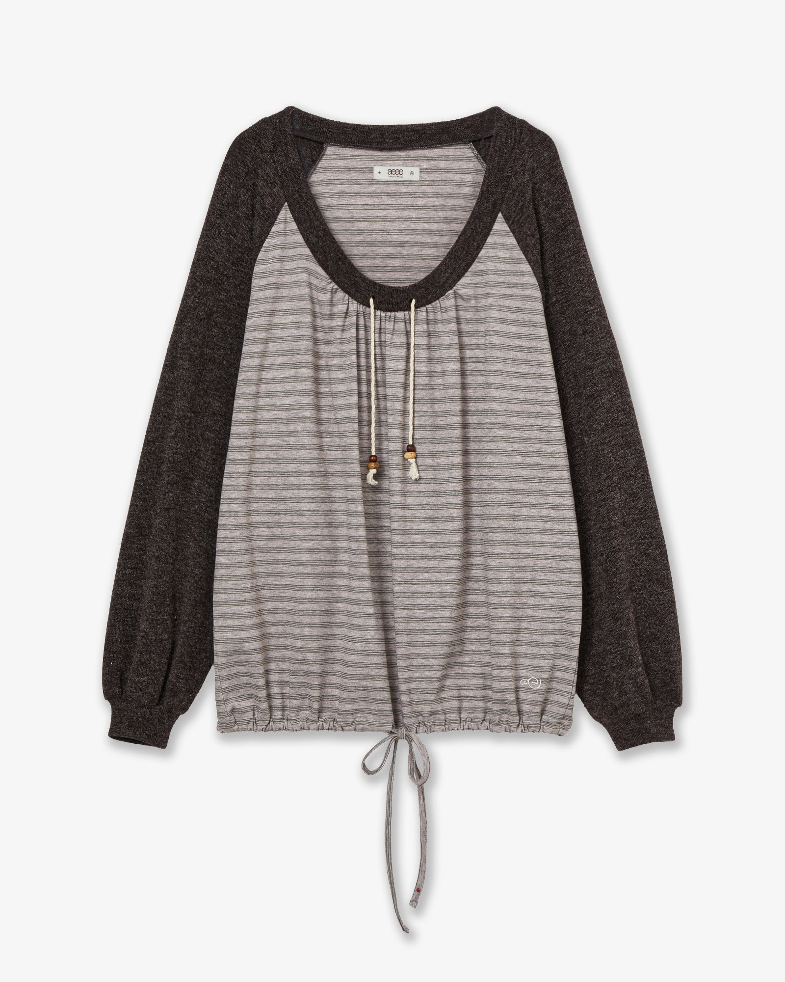 STRIPE DRAWSTRING TOP [PINK]