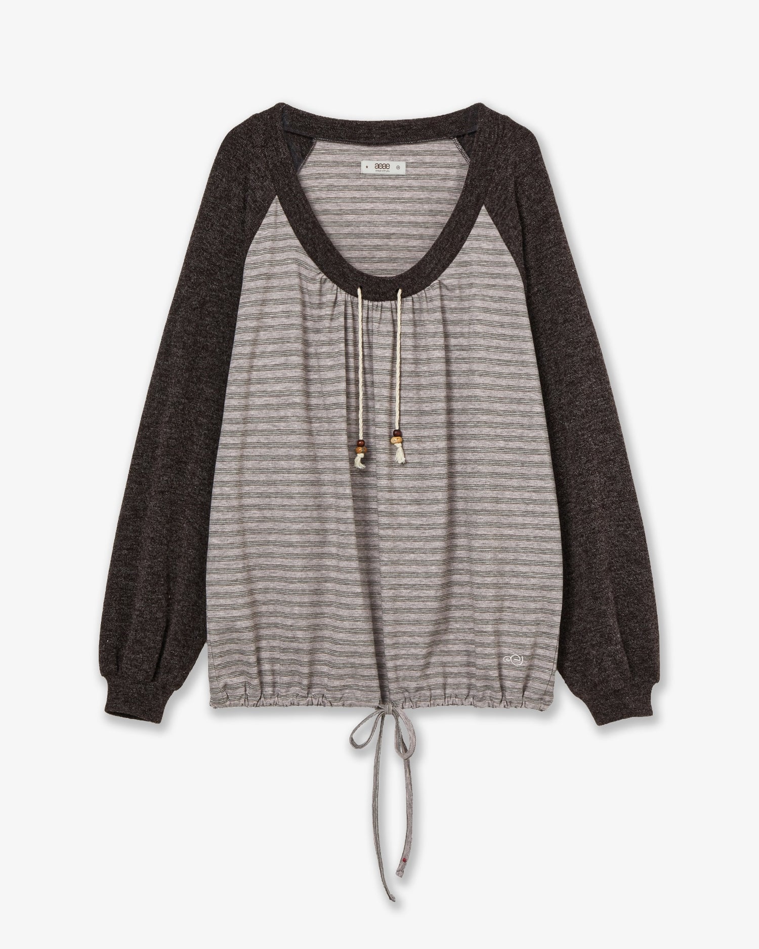 STRIPE DRAWSTRING TOP [PINK]