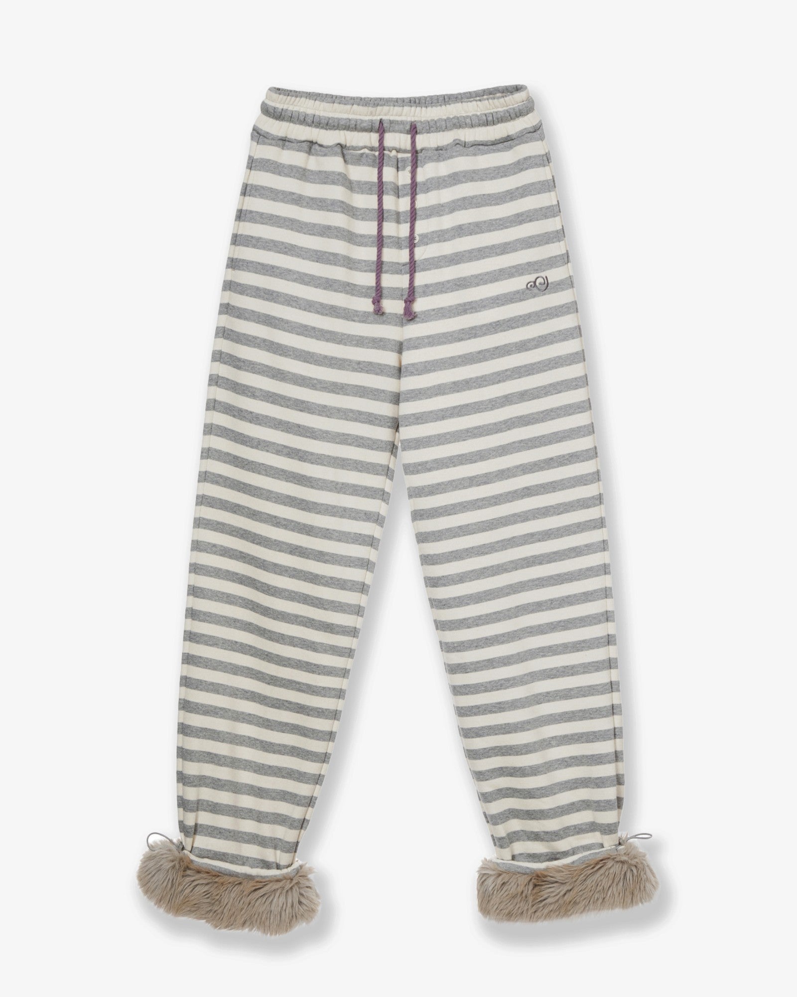 STRIPE FUR SWEATPANTS [GREY]