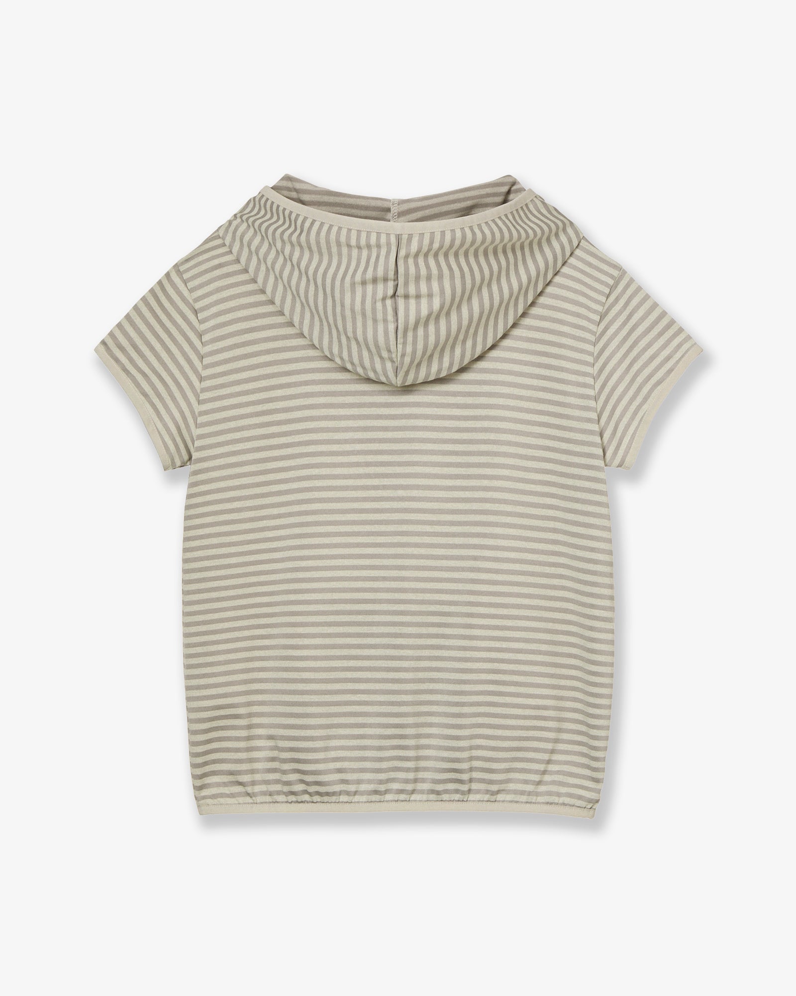 STRIPE HALF SLEEVE HOODIE [BEIGE]