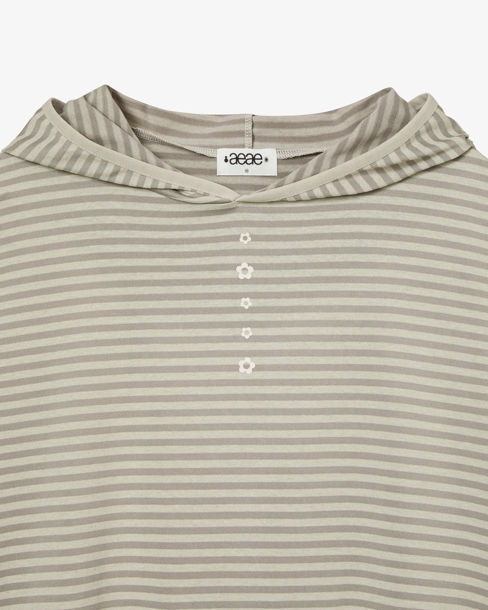 STRIPE HALF SLEEVE HOODIE [BEIGE]