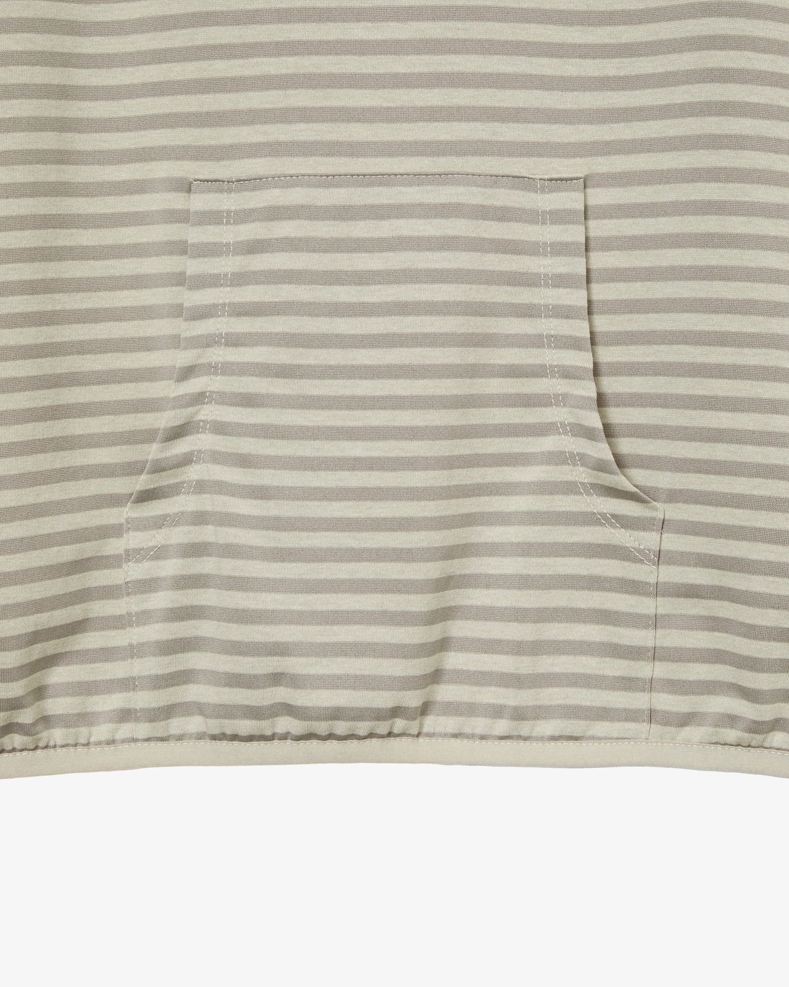 STRIPE HALF SLEEVE HOODIE [BEIGE]