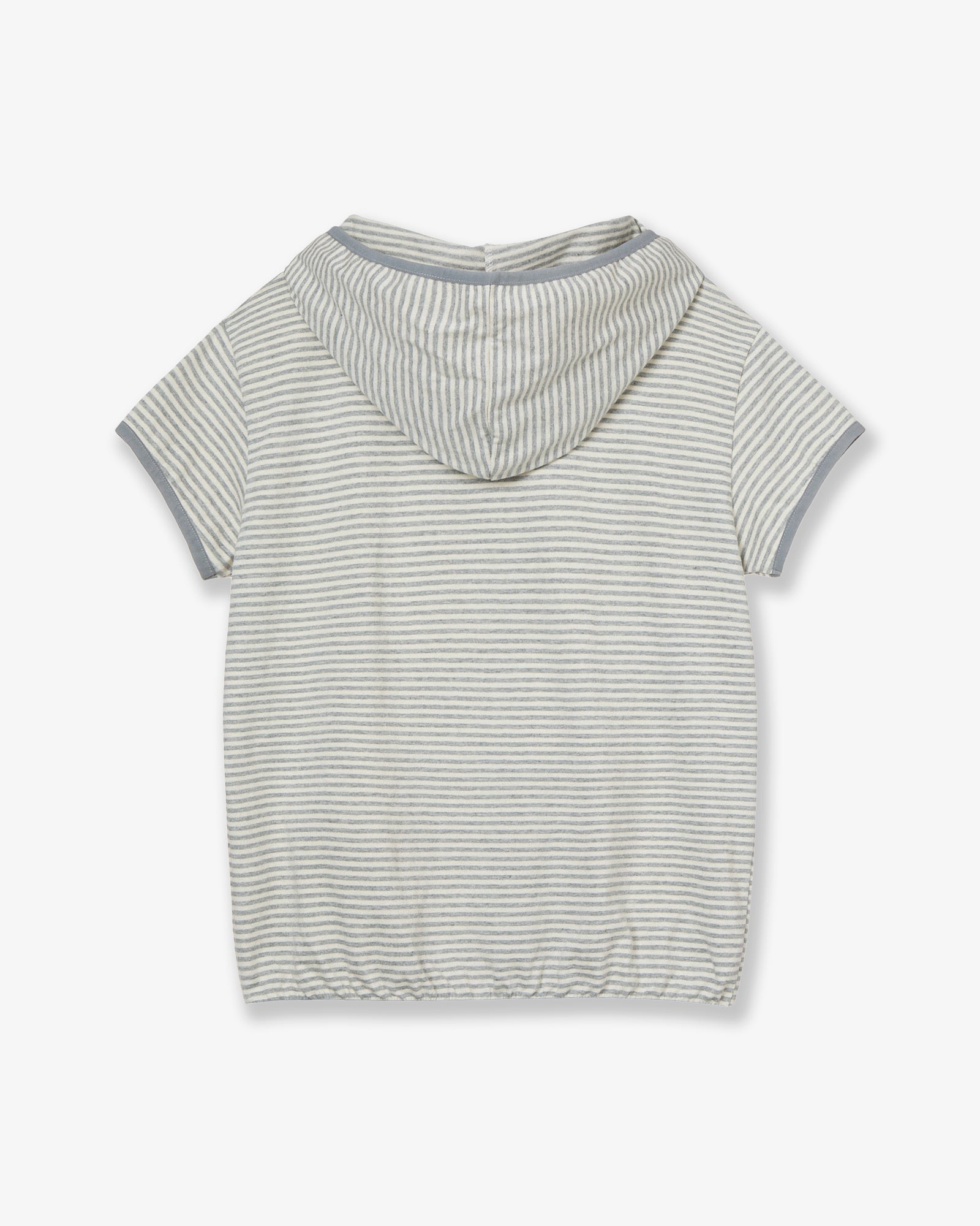 STRIPE HALF SLEEVE HOODIE [GREY]